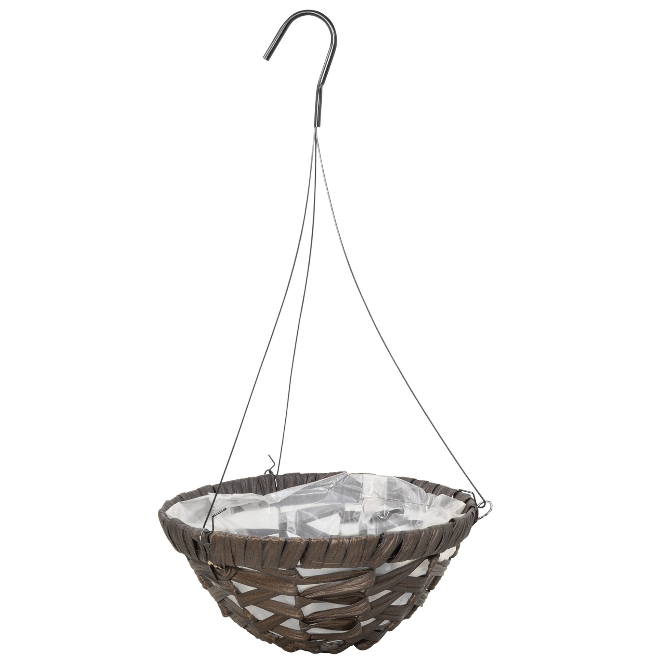 Gardener Select Woven Plastic Wicker Hanging Basket, Coffee Wicker