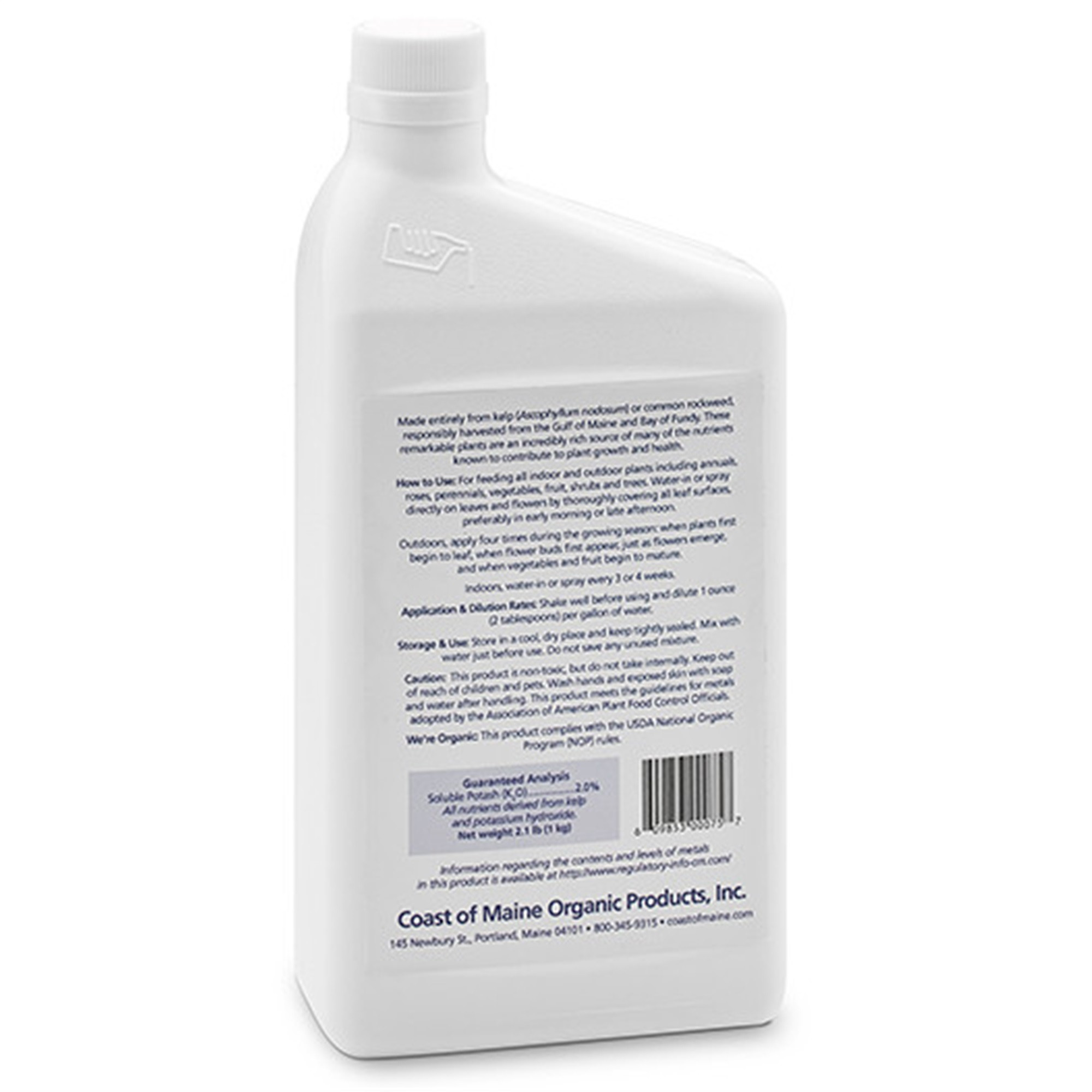Coast of Maine 0-0-2 Liquid Kelp Concentrate All Purpose Organic Plant Food, 1QT