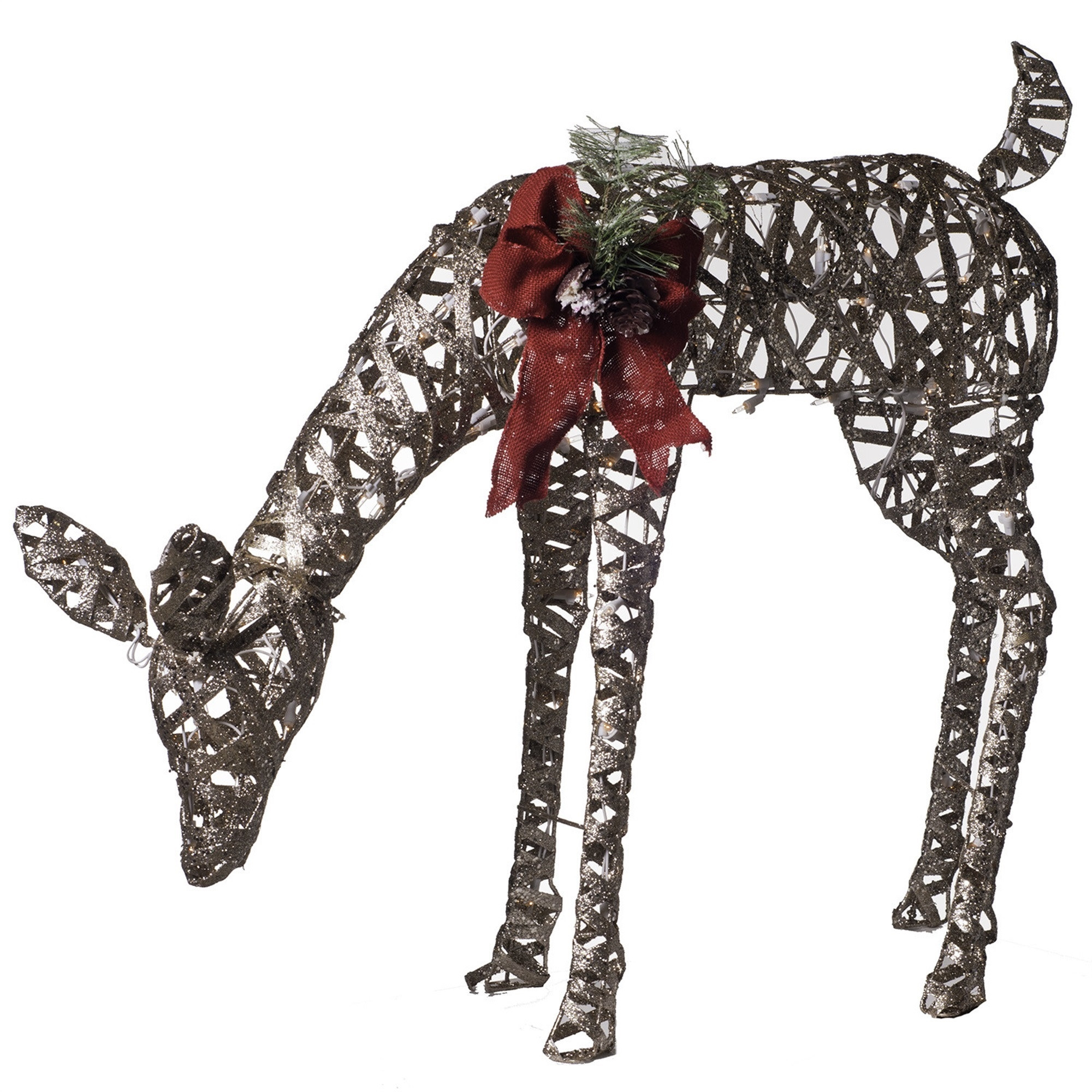 Good Tidings Light Up Christmas Decoration, Feeding Doe, Champagne, 31in