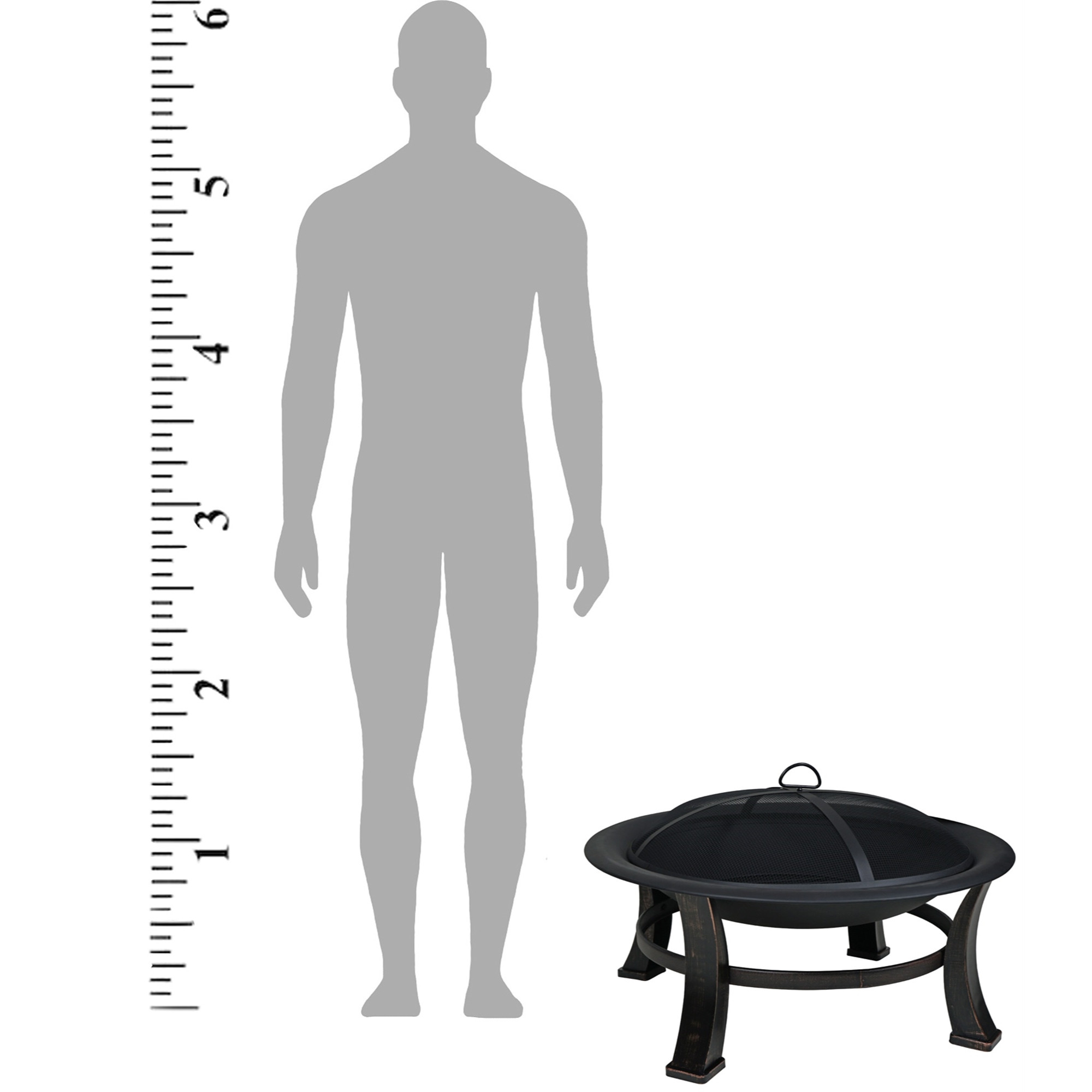 Four Seasons Courtyard Steel Wood-Burning Fire Pit w/ Mesh Cover, Black 30"