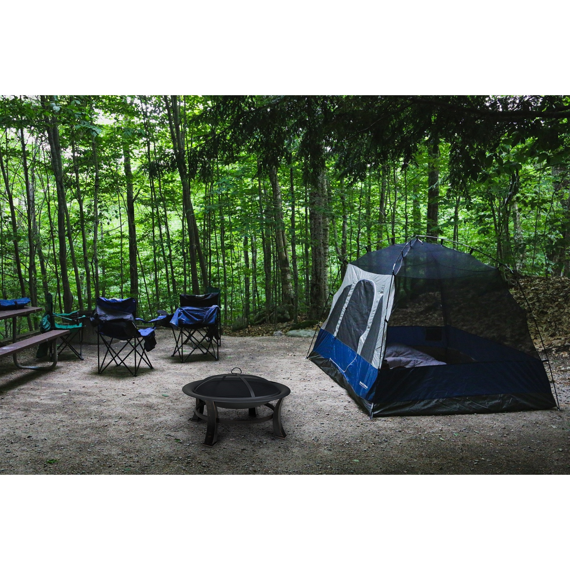 Four Seasons Courtyard Steel Wood-Burning Fire Pit w/ Mesh Cover, Black 30"