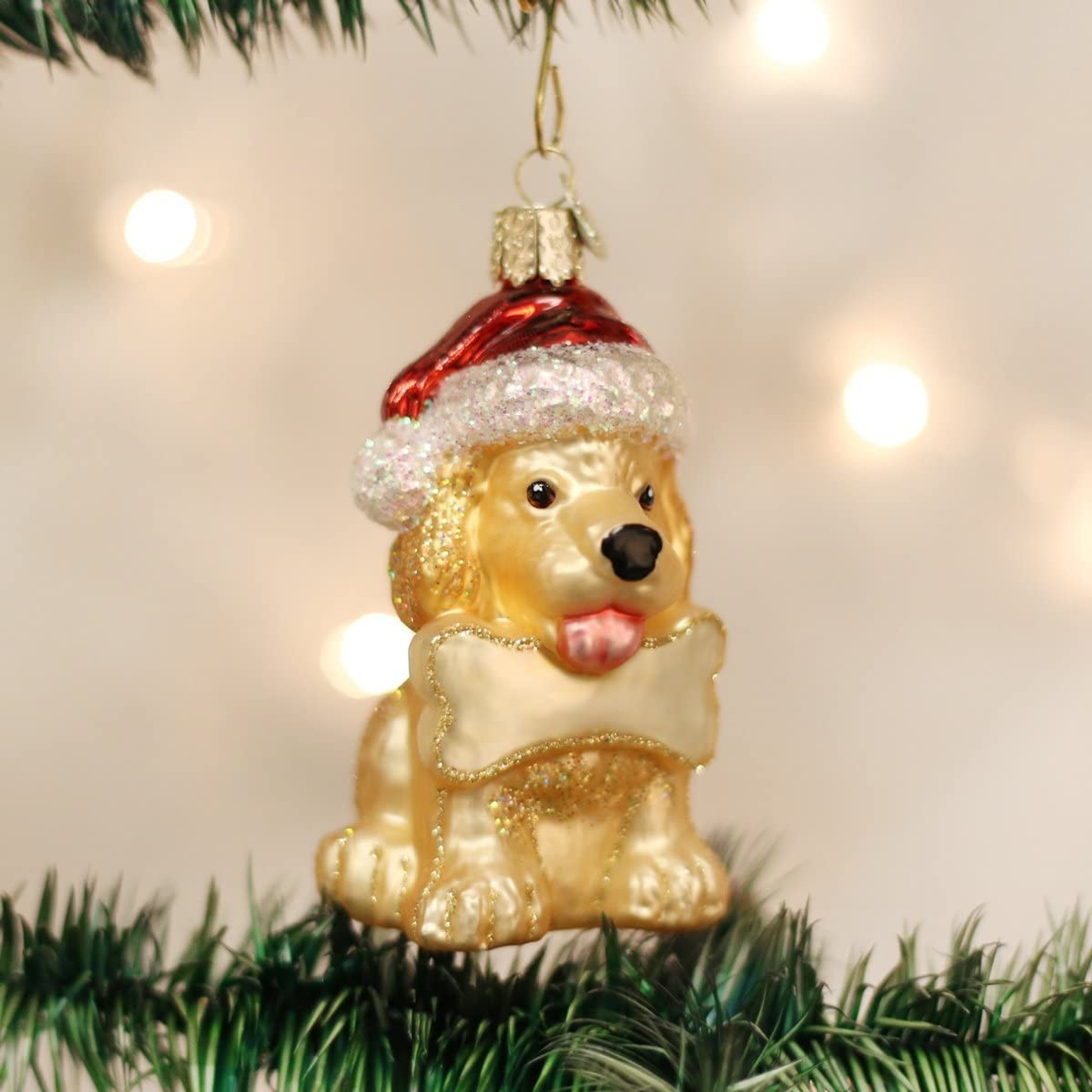 Old World Christmas Glass Blown Ornament, Jolly Pup (With OWC Gift Box)