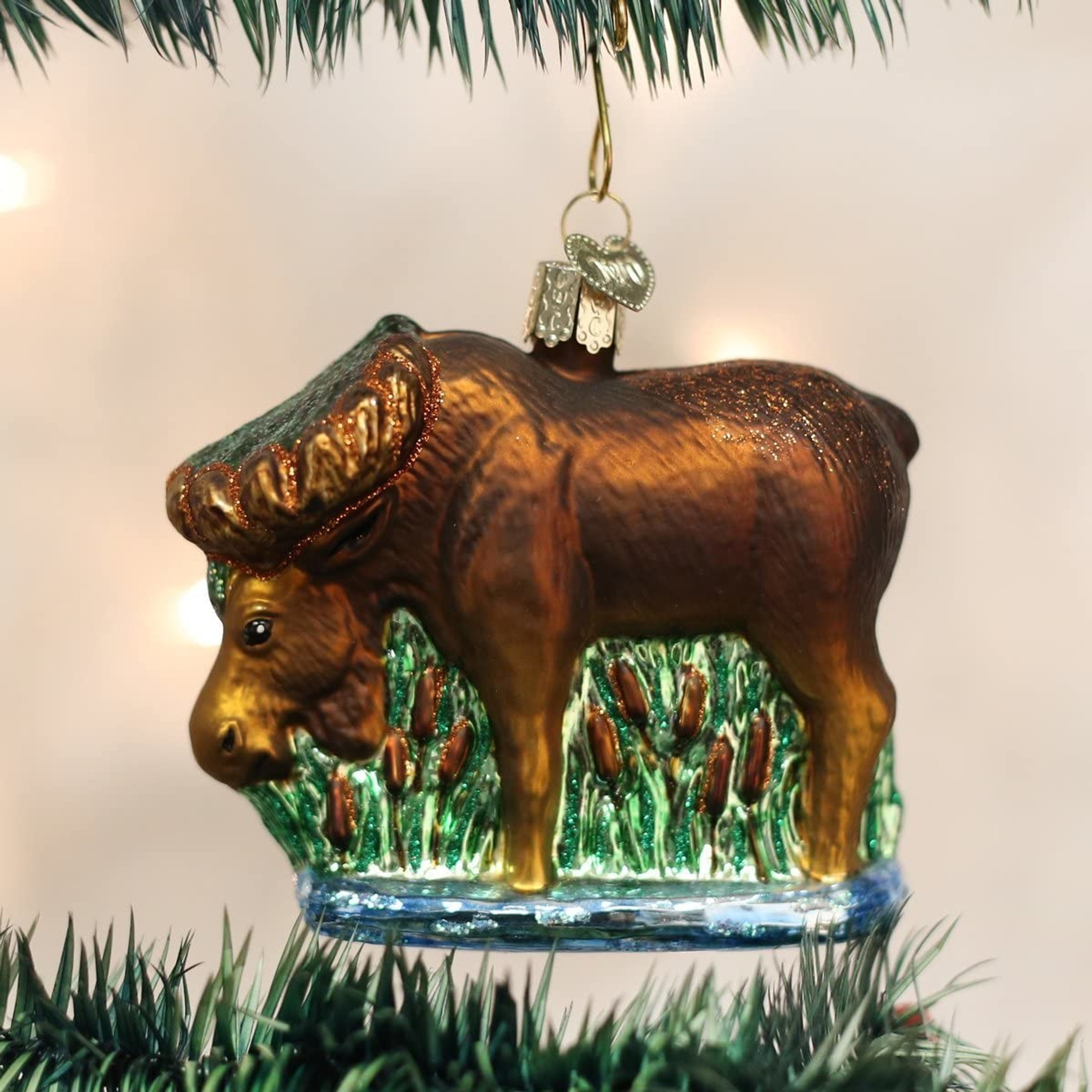 Old World Christmas Glass Blown Ornament, Munching Moose (With OWC Gift Box)