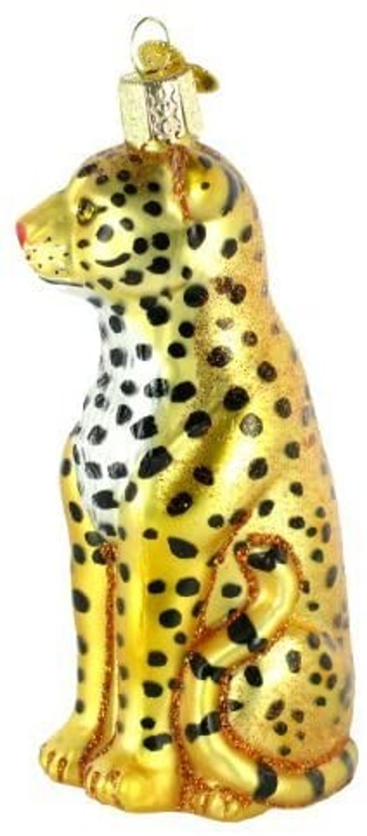 Old World Christmas Glass Blown Ornament, Tree Leopard (With OWC Gift Box)