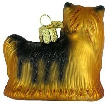 Old World Christmas 12151 Glass Blown Yorkie Ornament