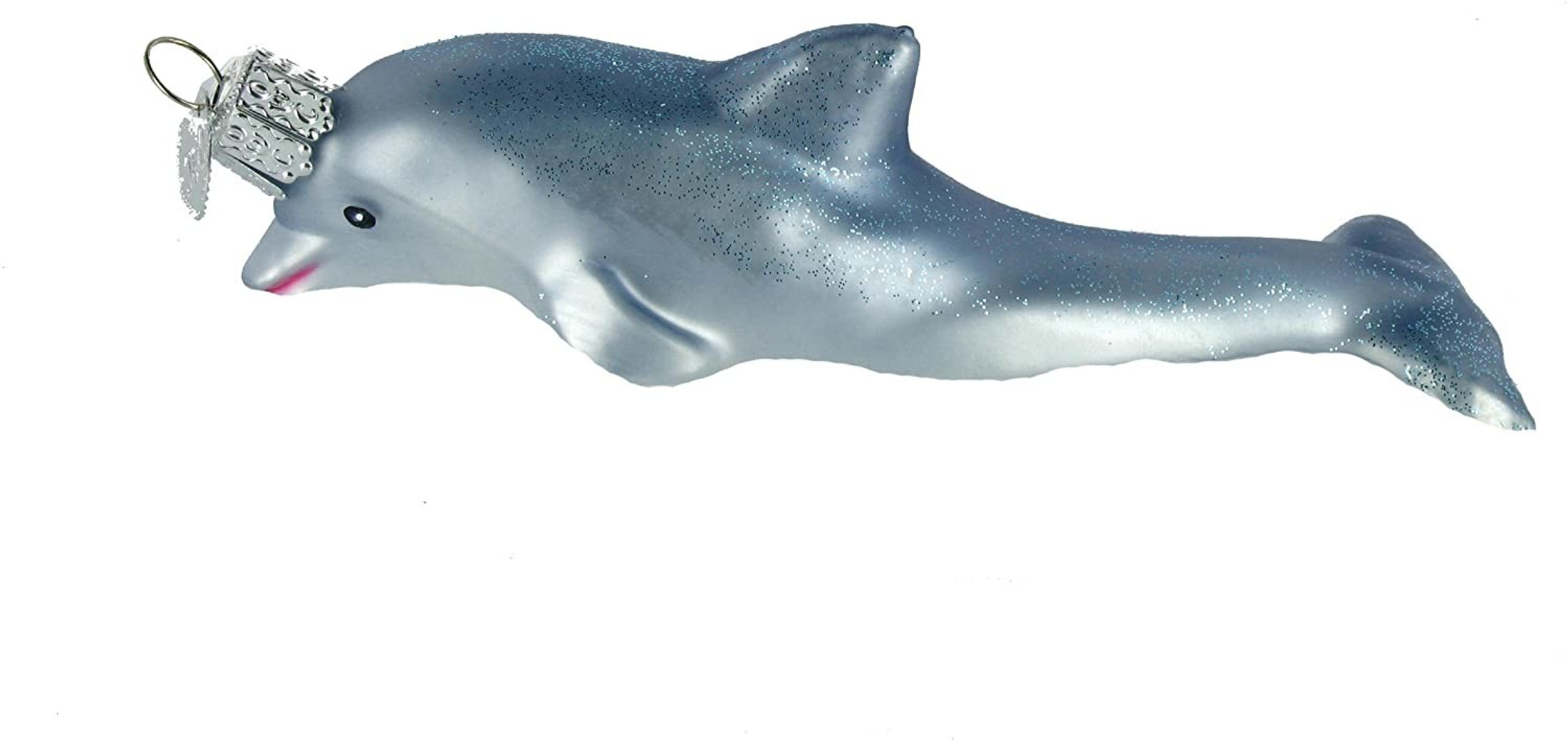 Old World Christmas Glass Blown Ornament, Playful Dolphin (With OWC Gift Box)