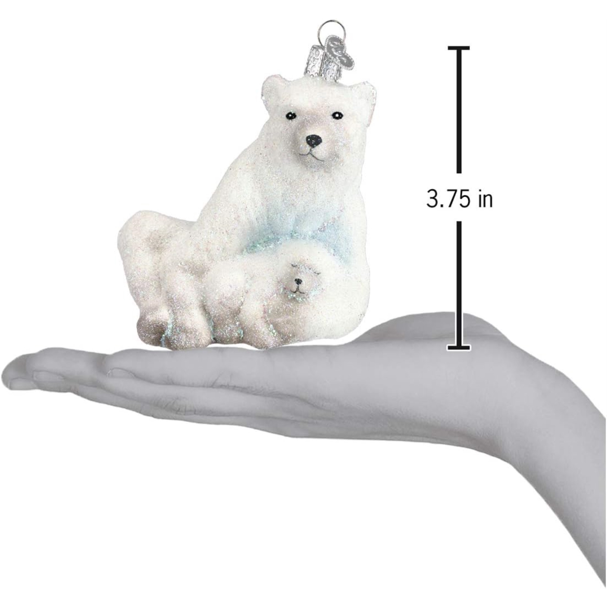 Old World Christmas Glass Blown Ornament For Christmas Tree, Polar Bear With Cub