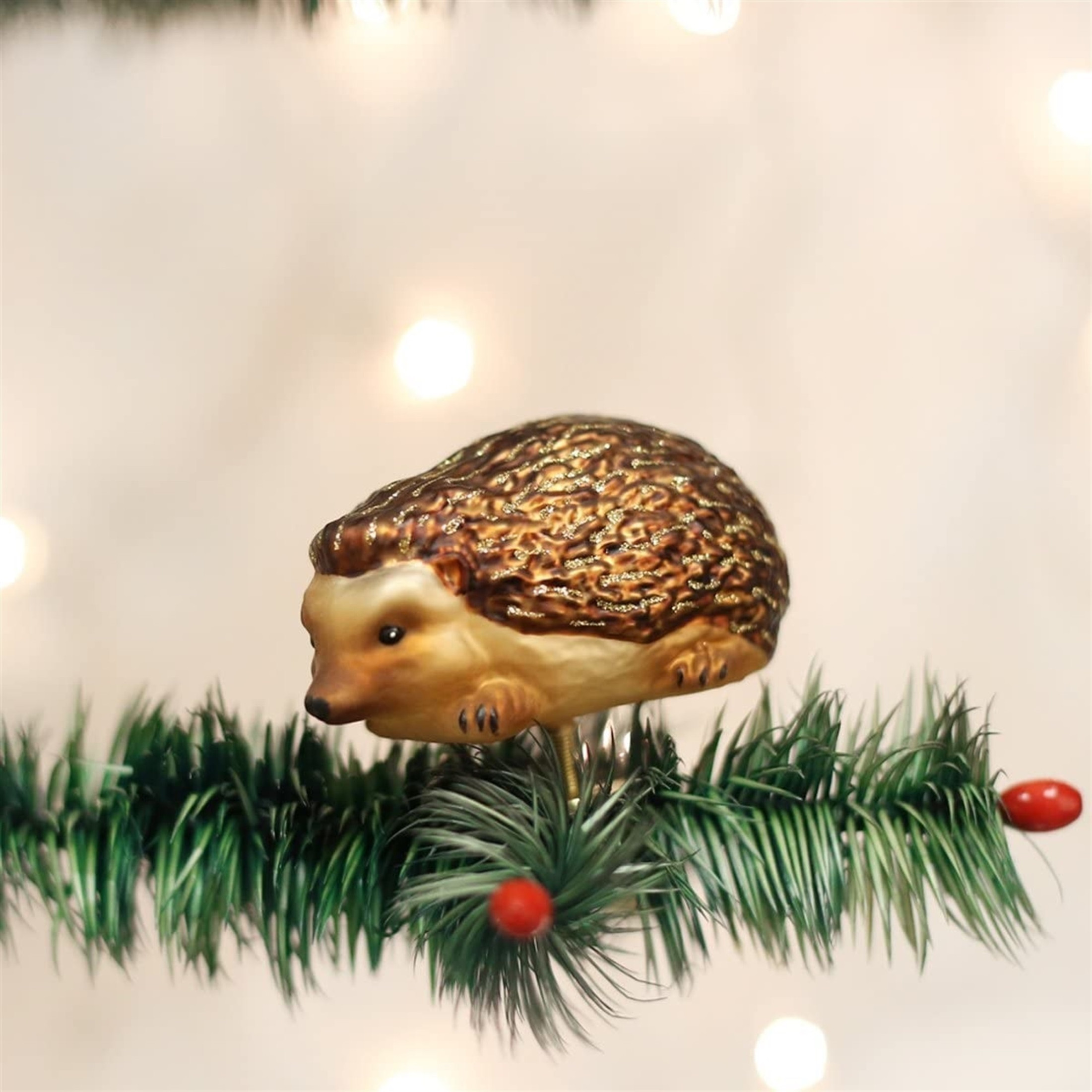 Old World Christmas Blown Glass Clip-on Ornament for Christmas Tree, Hedge Hog
