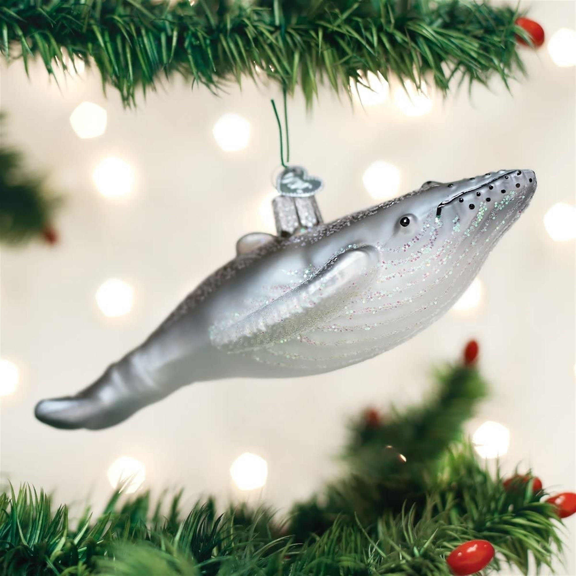 Old World Christmas Blown Glass Ornament for Christmas Tree, Humpback Whale