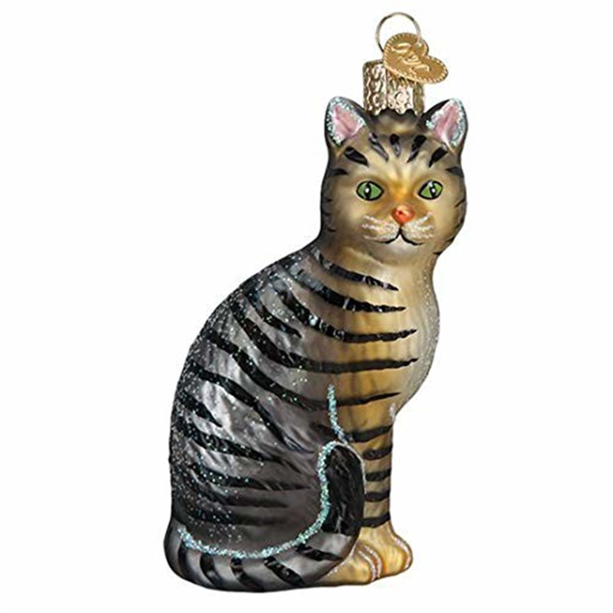 Old World Christmas Glass Blown Ornament for Christmas Tree, Tabby Cat