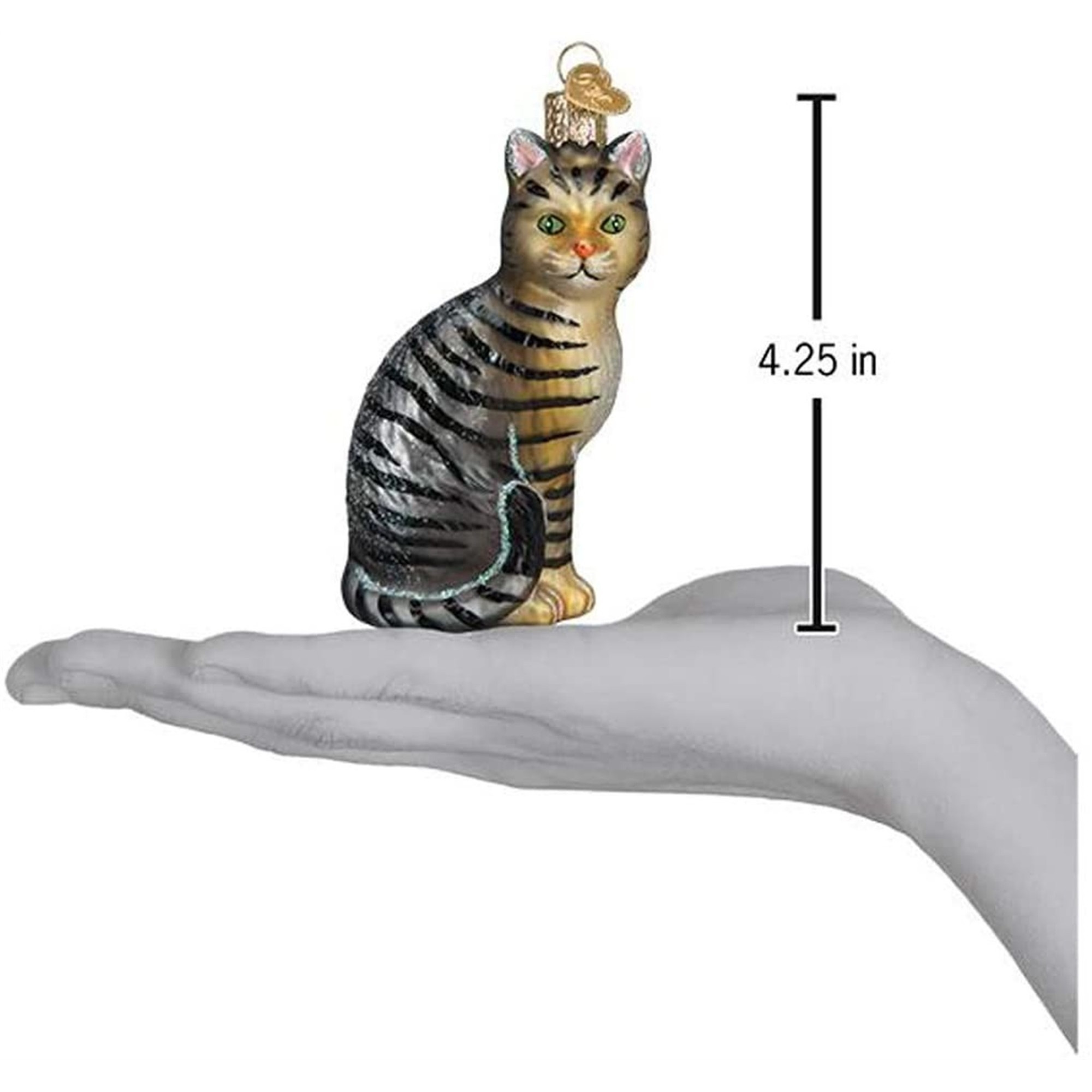 Old World Christmas Glass Blown Ornament for Christmas Tree, Tabby Cat