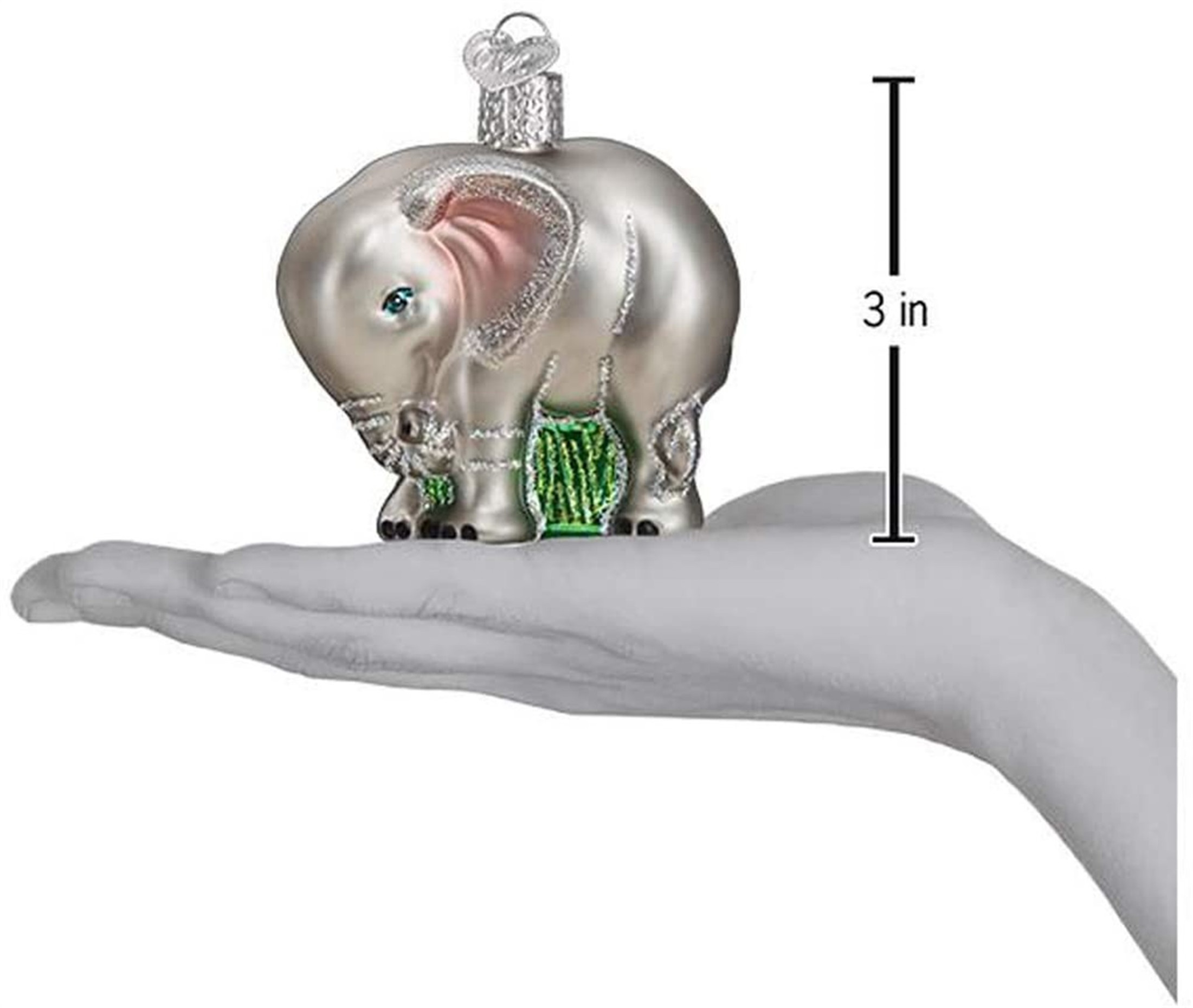 Old World Christmas Glass Blown Ornament, Baby Elephant (With OWC Gift Box)