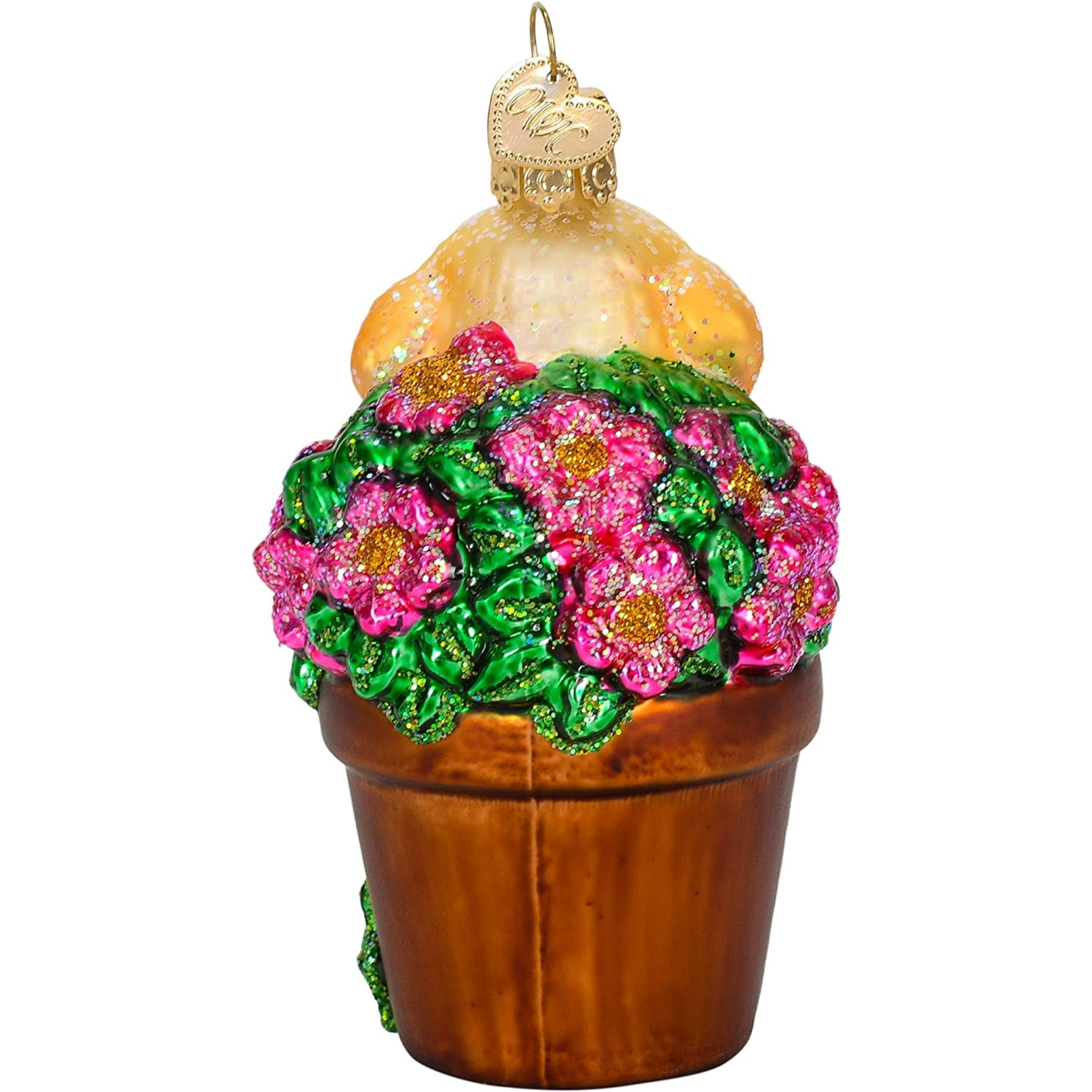 Old World Christmas Blown Glass Ornament for Christmas Tree, Puppy in a Flower Pot