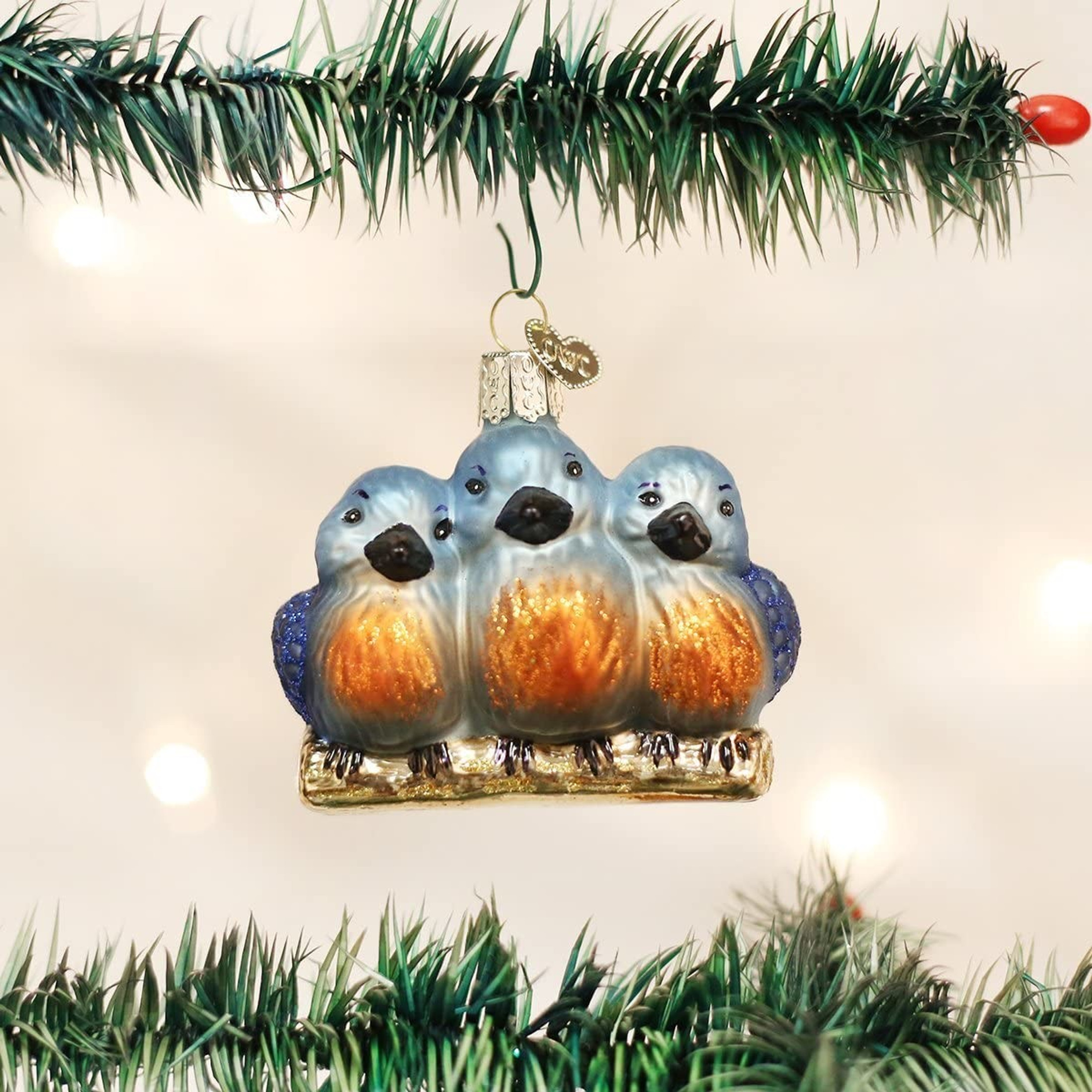 Old World Christmas 16060 Glass Blown Feathered Friends Ornament