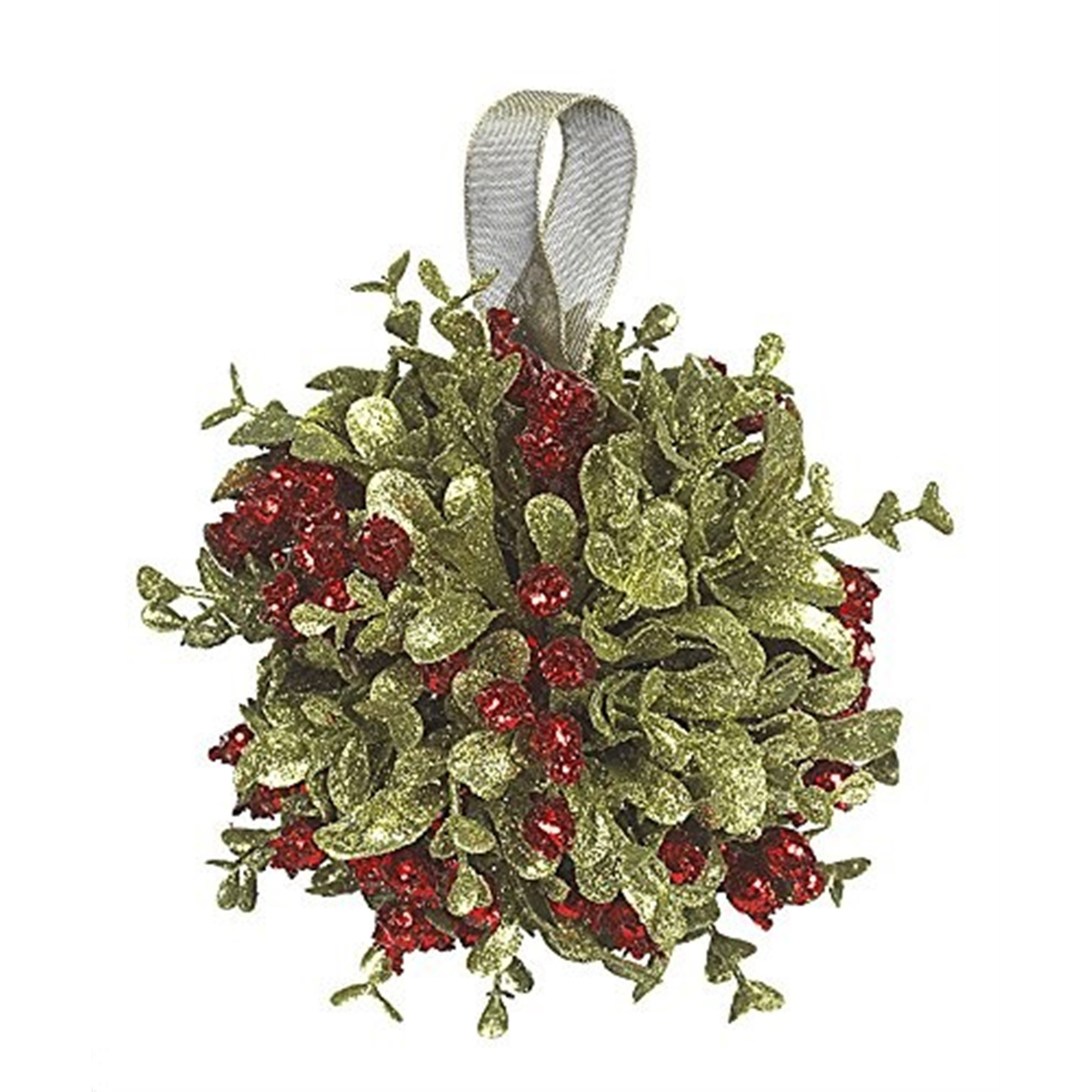 Ganz Faux Ornament for Christmas Tree, Mistletoe Kissing Ball, 5in