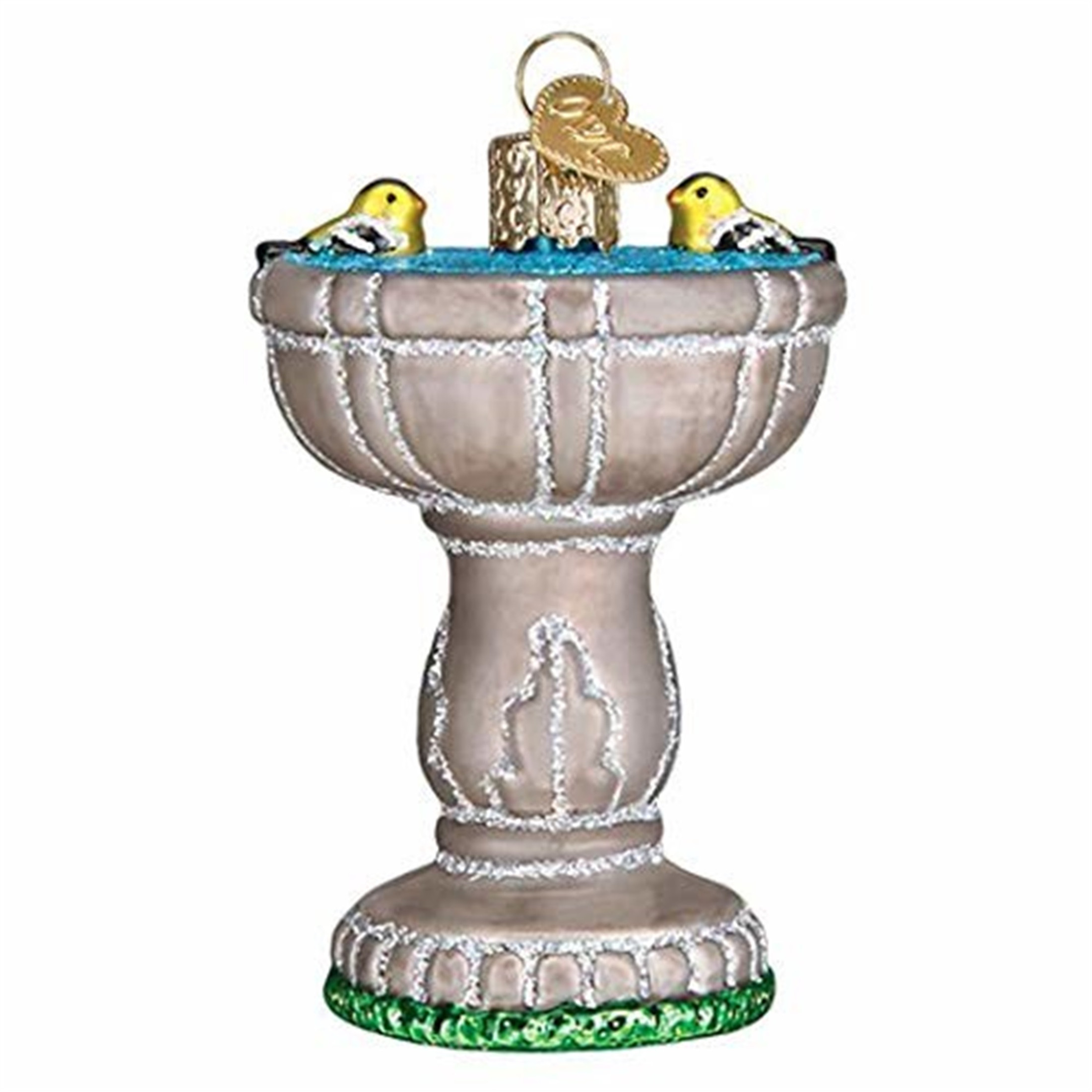 Old World Christmas Glass Blown Ornament, Birdbath (With OWC Gift Box)