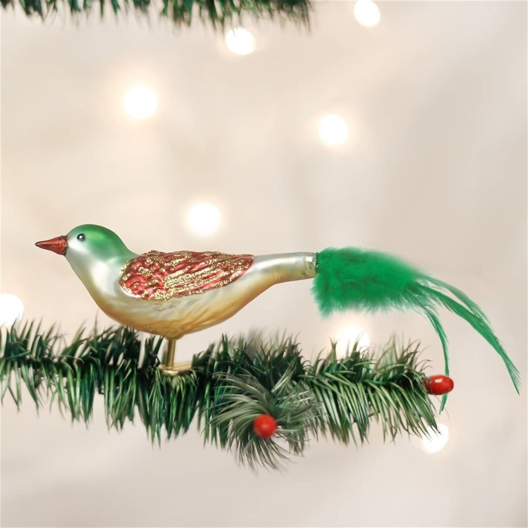 Old World Christmas Glass Blown Clip On Christmas Ornament, Christmas Bird