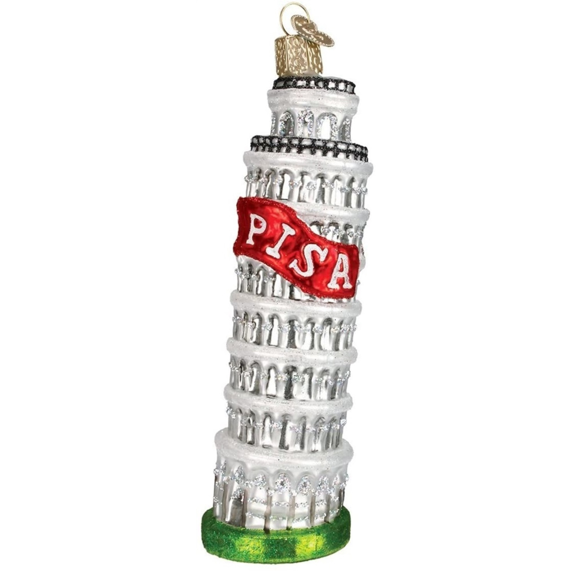 Old World Christmas Glass Blown Ornament for Christmas Tree, Leaning Tower of Pisa