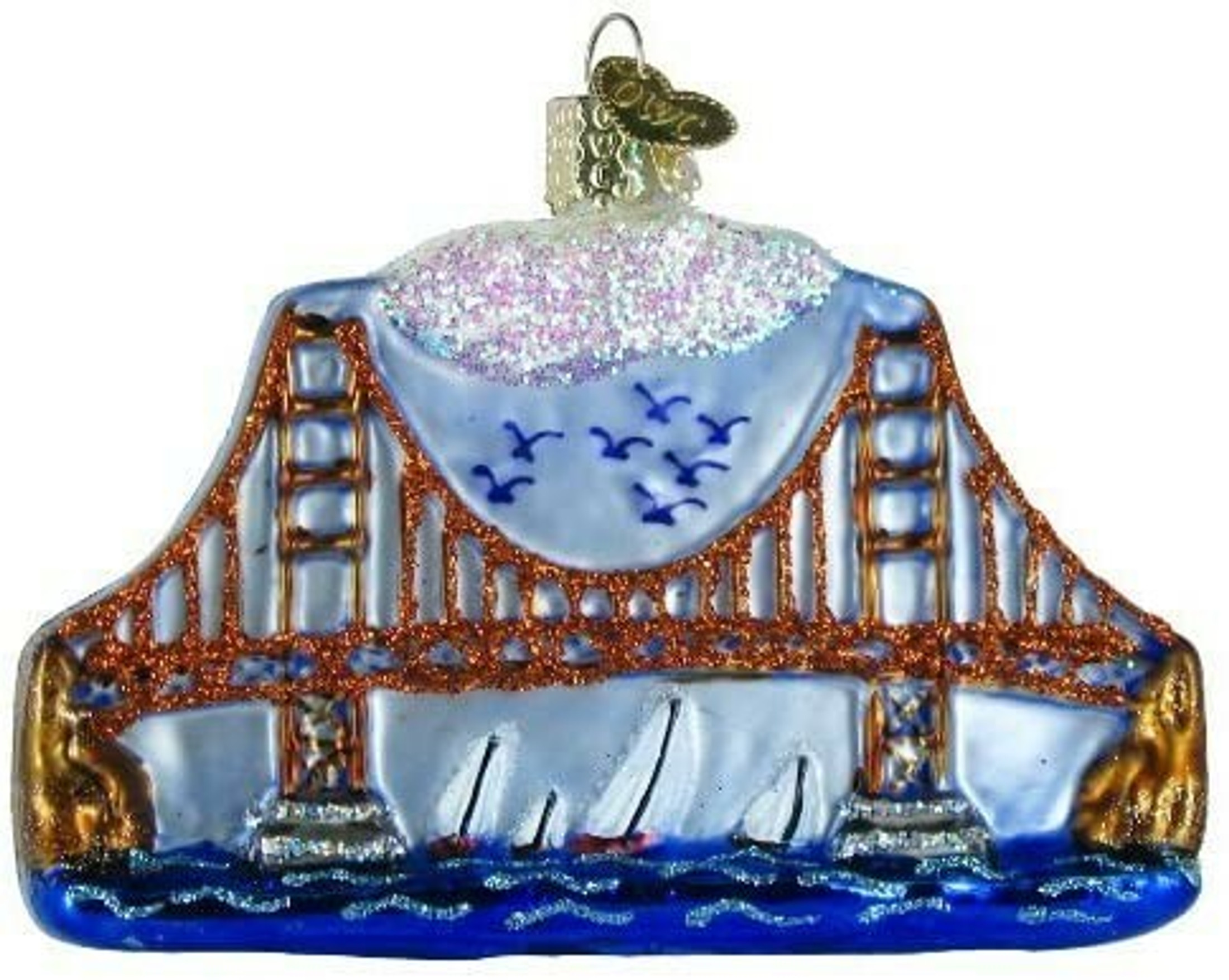 Old World Christmas Glass Blown Ornament, Golden Gate Bridge (With OWC Gift Box)