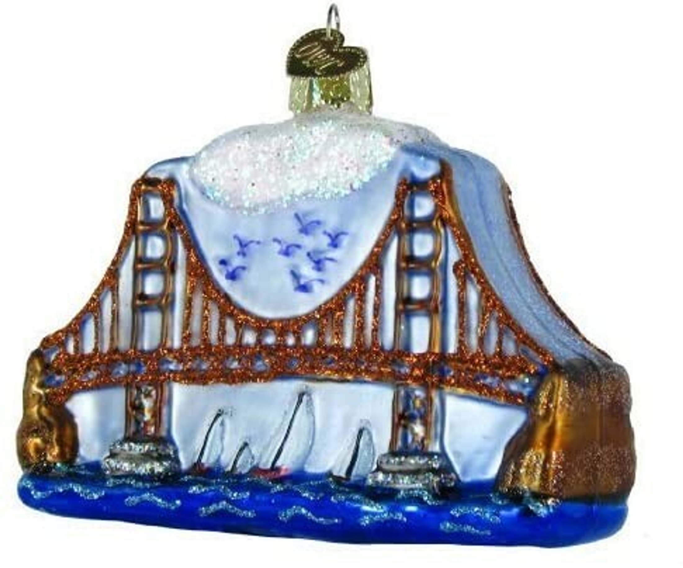 Old World Christmas Glass Blown Ornament, Golden Gate Bridge (With OWC Gift Box)
