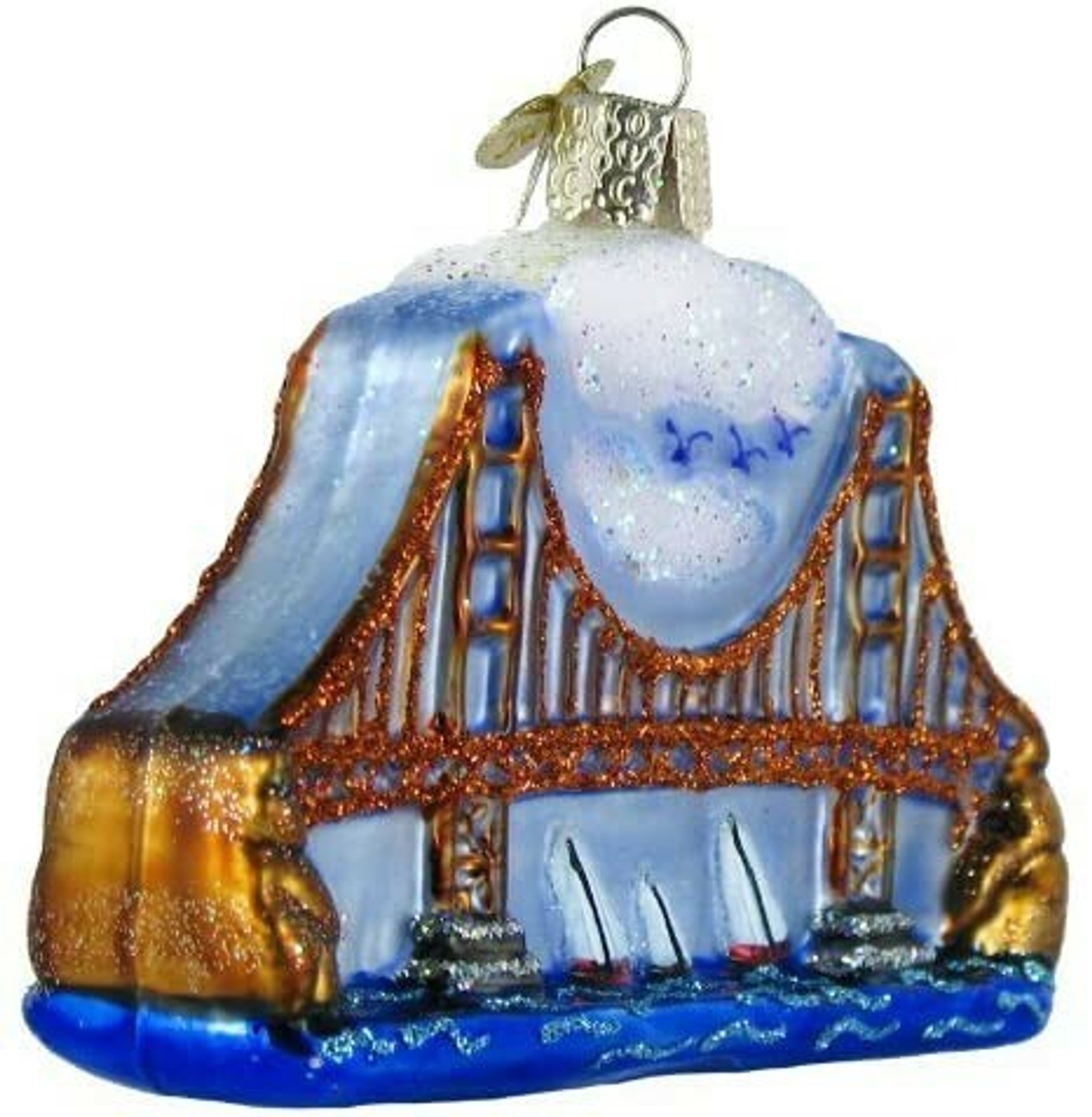 Old World Christmas Glass Blown Ornament, Golden Gate Bridge (With OWC Gift Box)