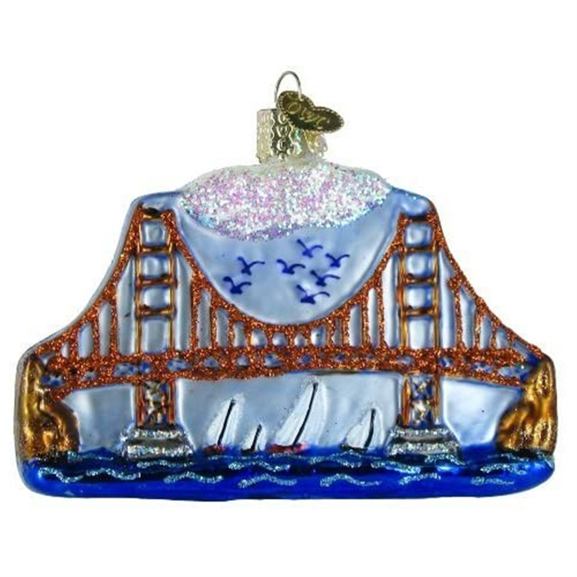 Old World Christmas Glass Blown Ornament for Christmas Tree, Golden Gate Bridge
