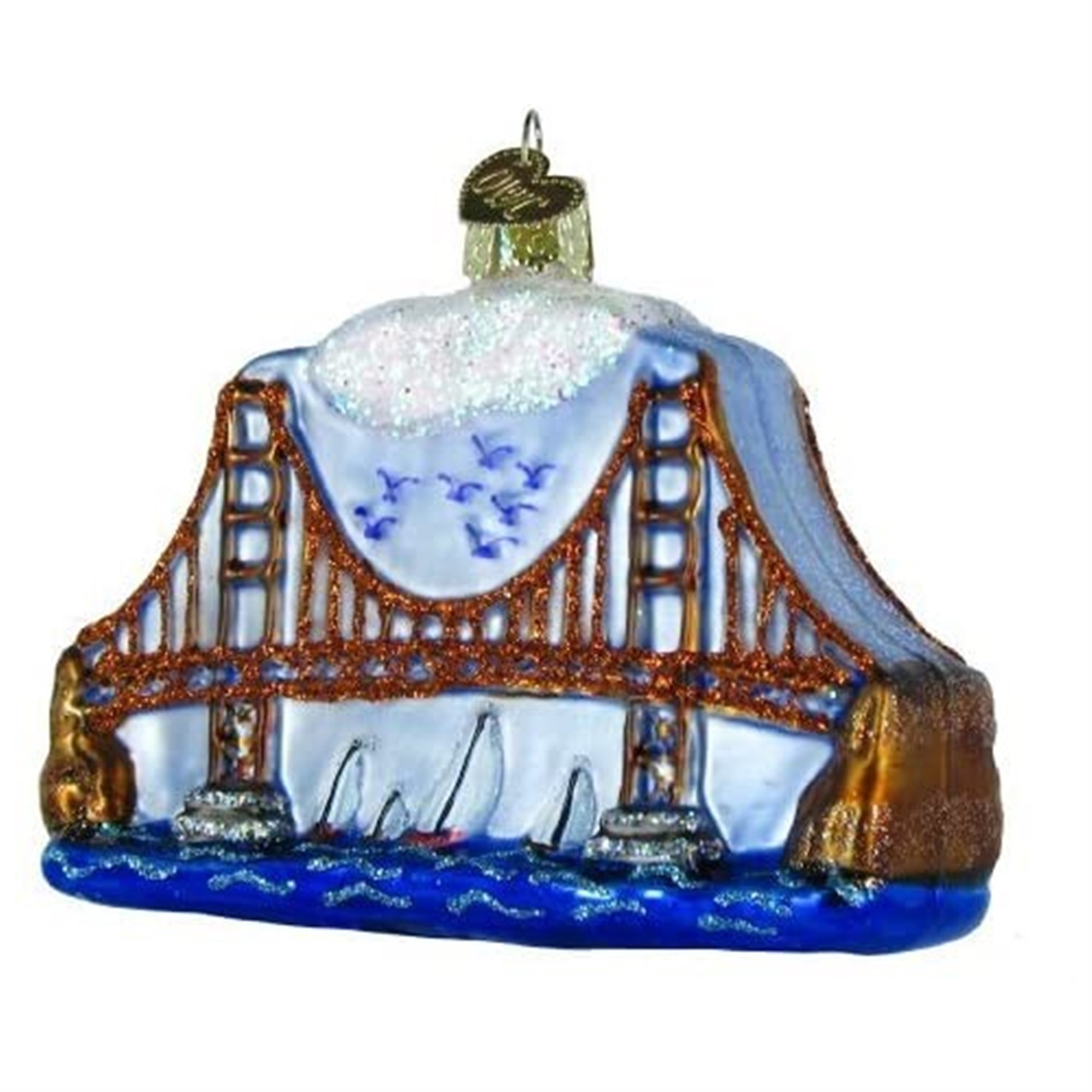 Old World Christmas Glass Blown Ornament for Christmas Tree, Golden Gate Bridge