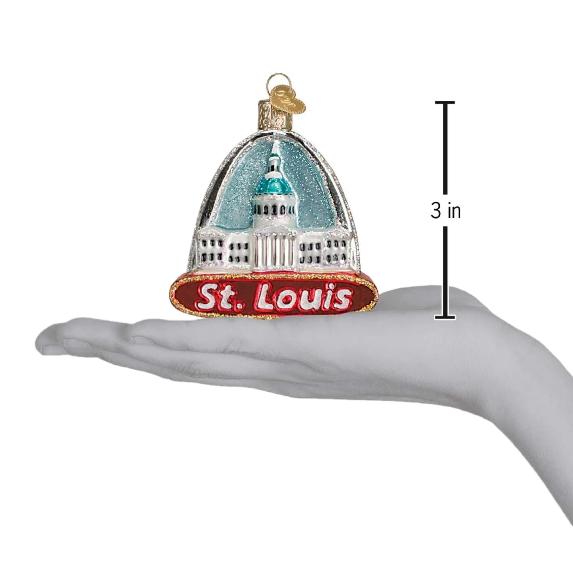 Old World Christmas Blown Glass Ornament for Christmas Tree, St. Louis Arch