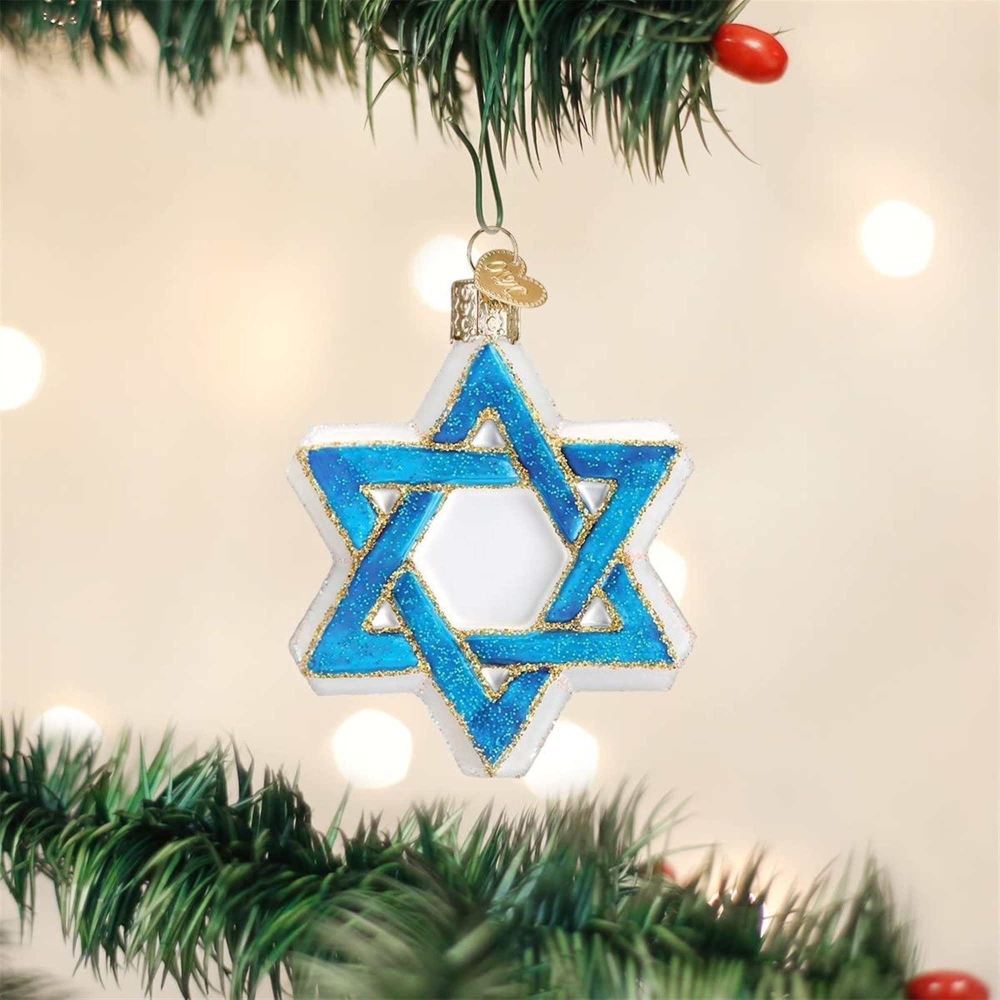 Old World Christmas Glass Blown Ornament for Christmas Tree, Star of David