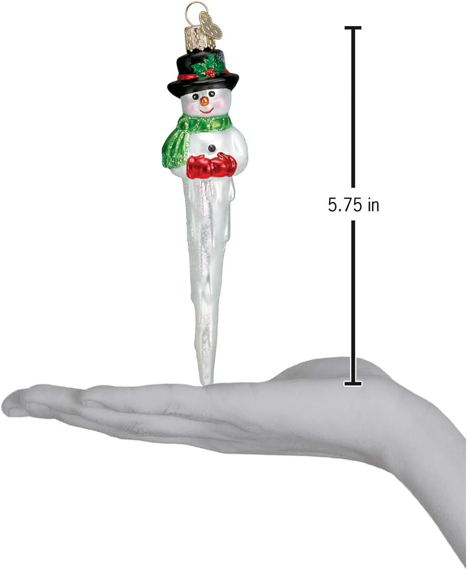 Old World Christmas Glass Blown Ornament for Christmas Tree, Icicle Snowman