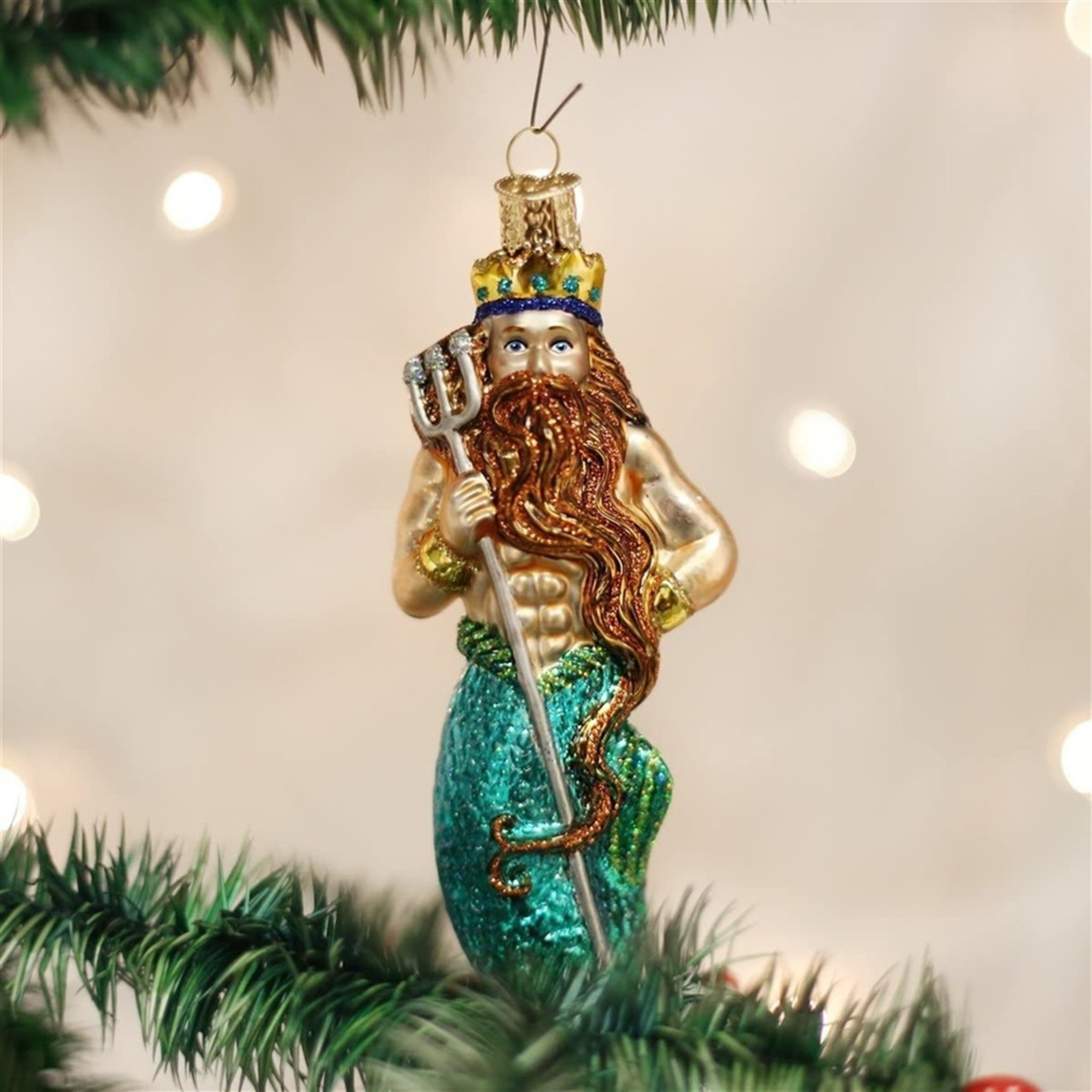 Old World Christmas Blown Glass Ornament for Christmas Tree, Neptune