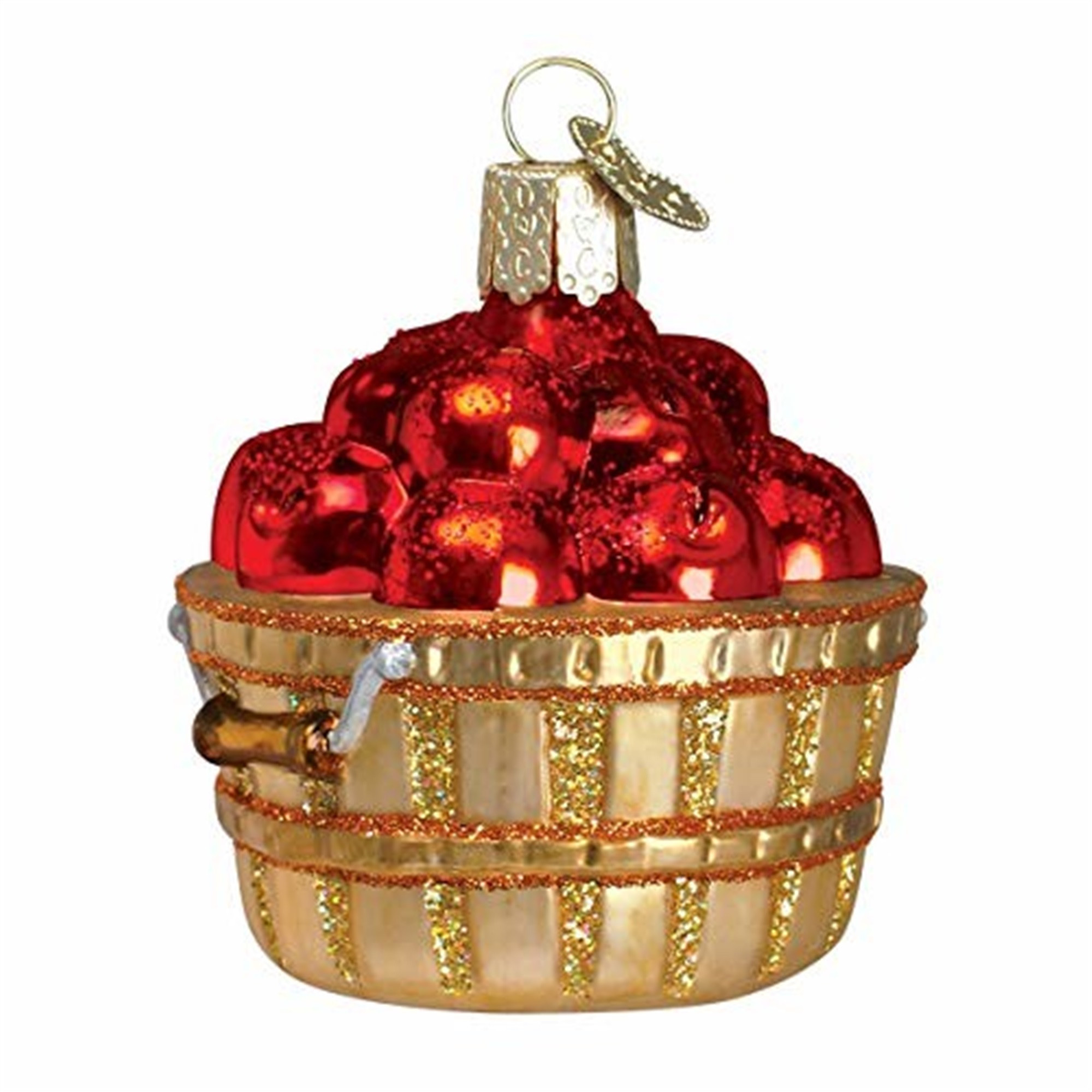 Old World Christmas Glass Blown Ornament, Apple Basket (With OWC Gift Box)