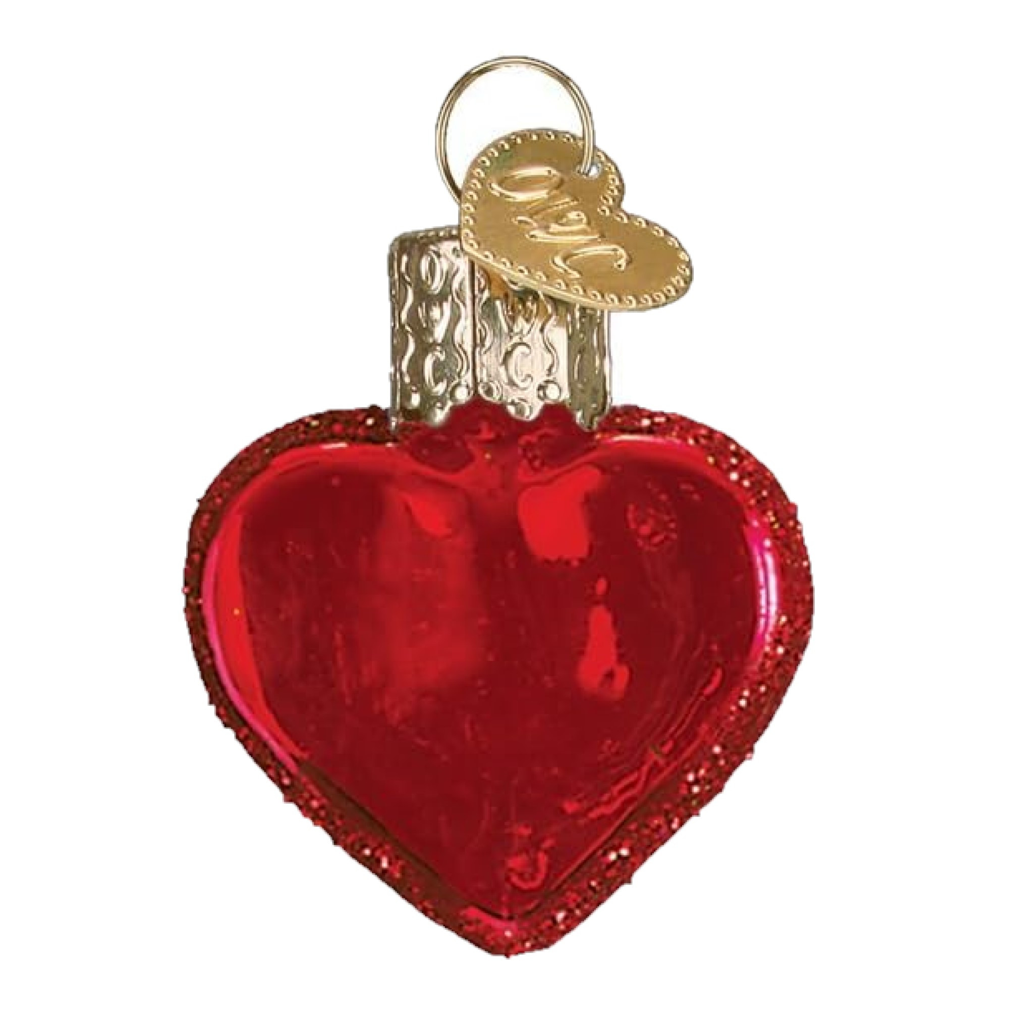 Old World Christmas Blown Glass Ornament for Christmas Tree, Small Red Heart