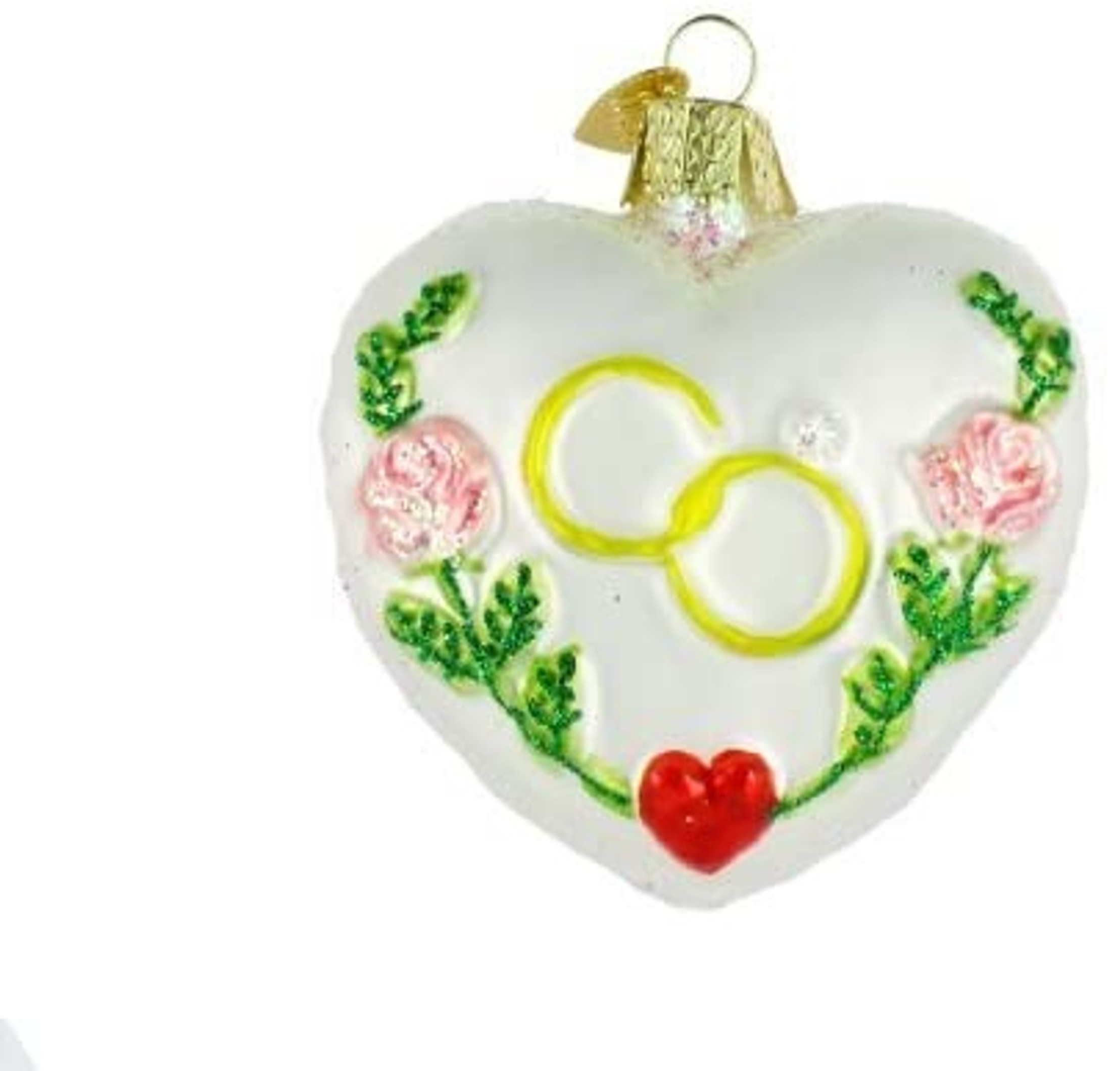 Old World Christmas Glass Blown Ornament, Wedding Heart (With OWC Gift Box)