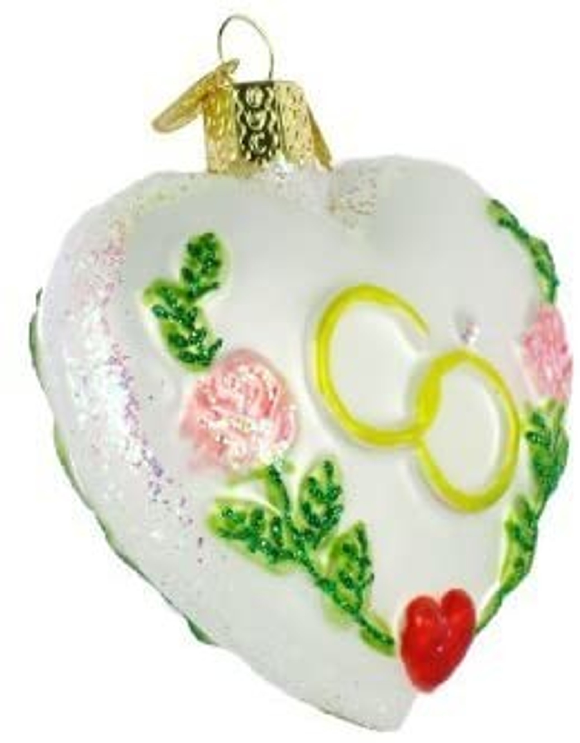 Old World Christmas Glass Blown Ornament, Wedding Heart (With OWC Gift Box)