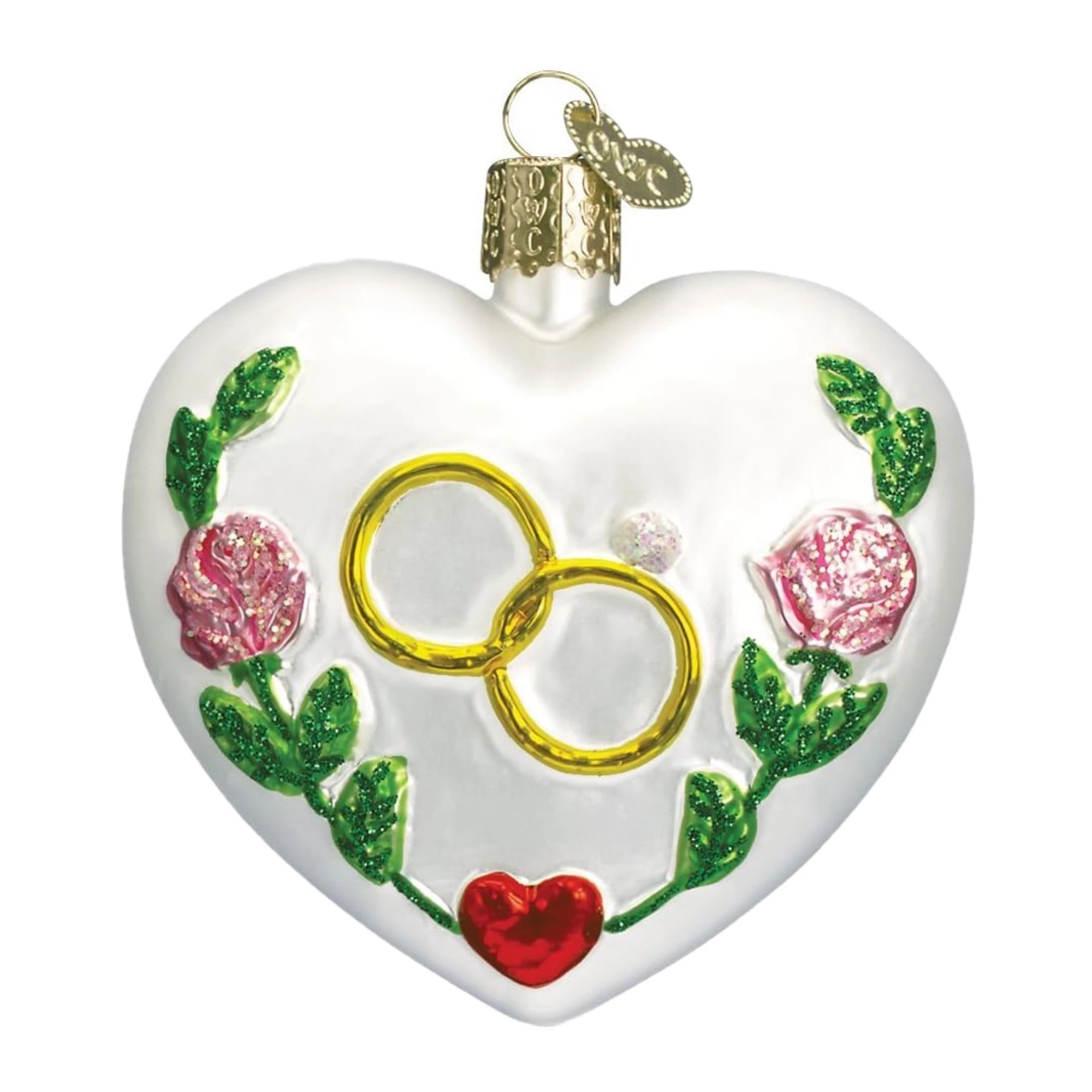 Old World Christmas Glass Blown Ornament for Christmas Tree, Wedding Heart