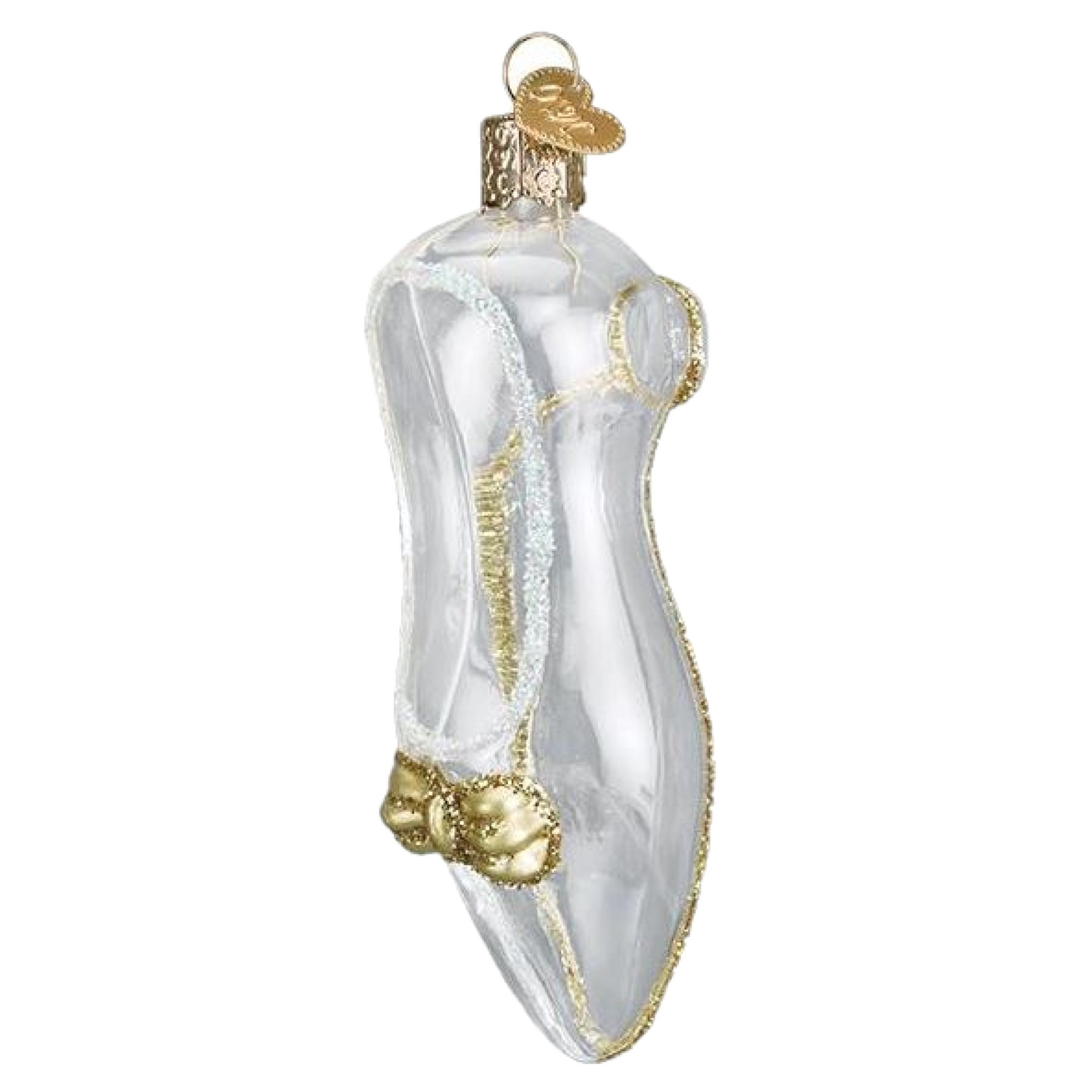 Old World Christmas Glass Blown Ornament, Cinderella Slipper (With OWC Gift Box)