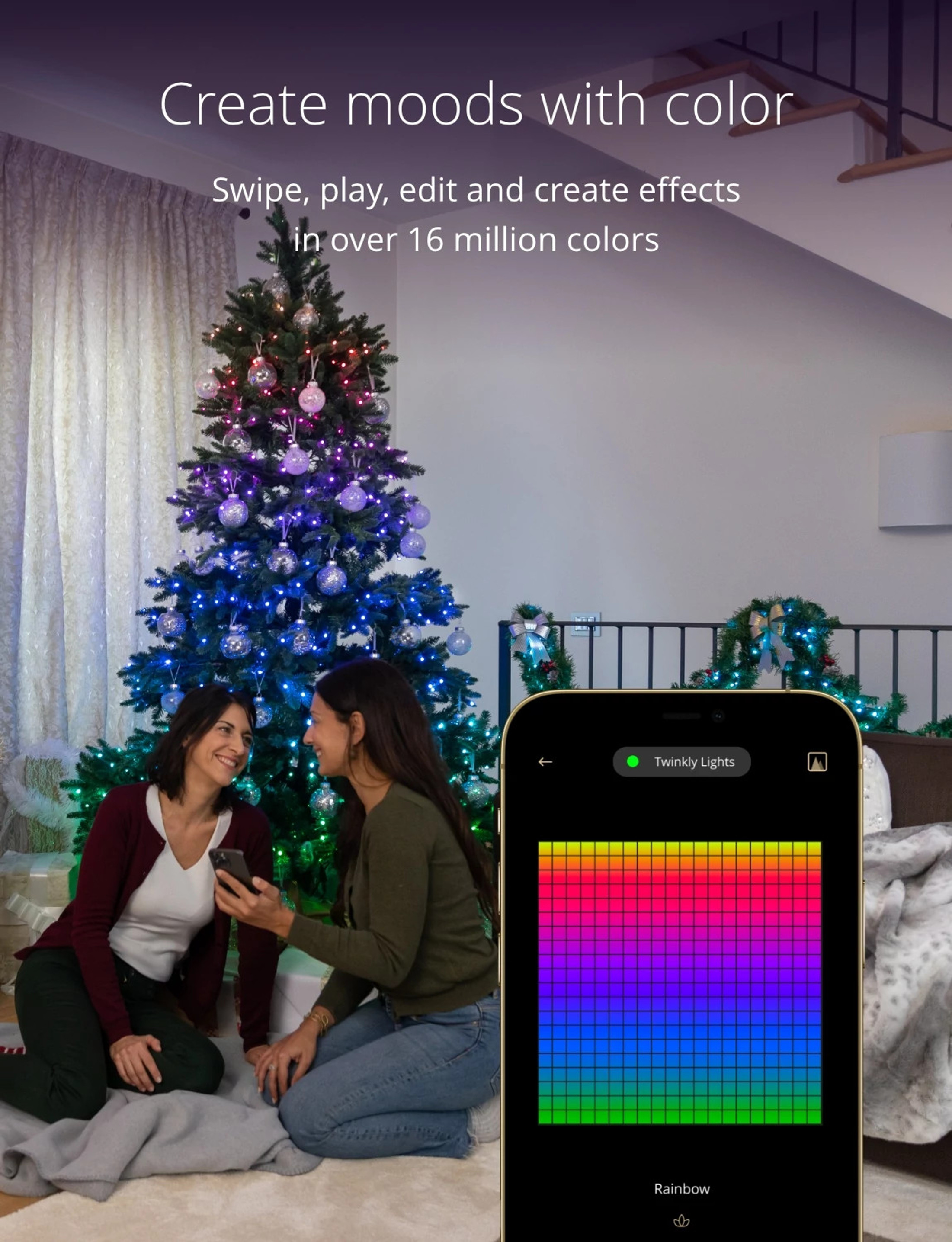 7 Ft Plug in Christmas Tree Lights RGB 400 LED Animated Remote