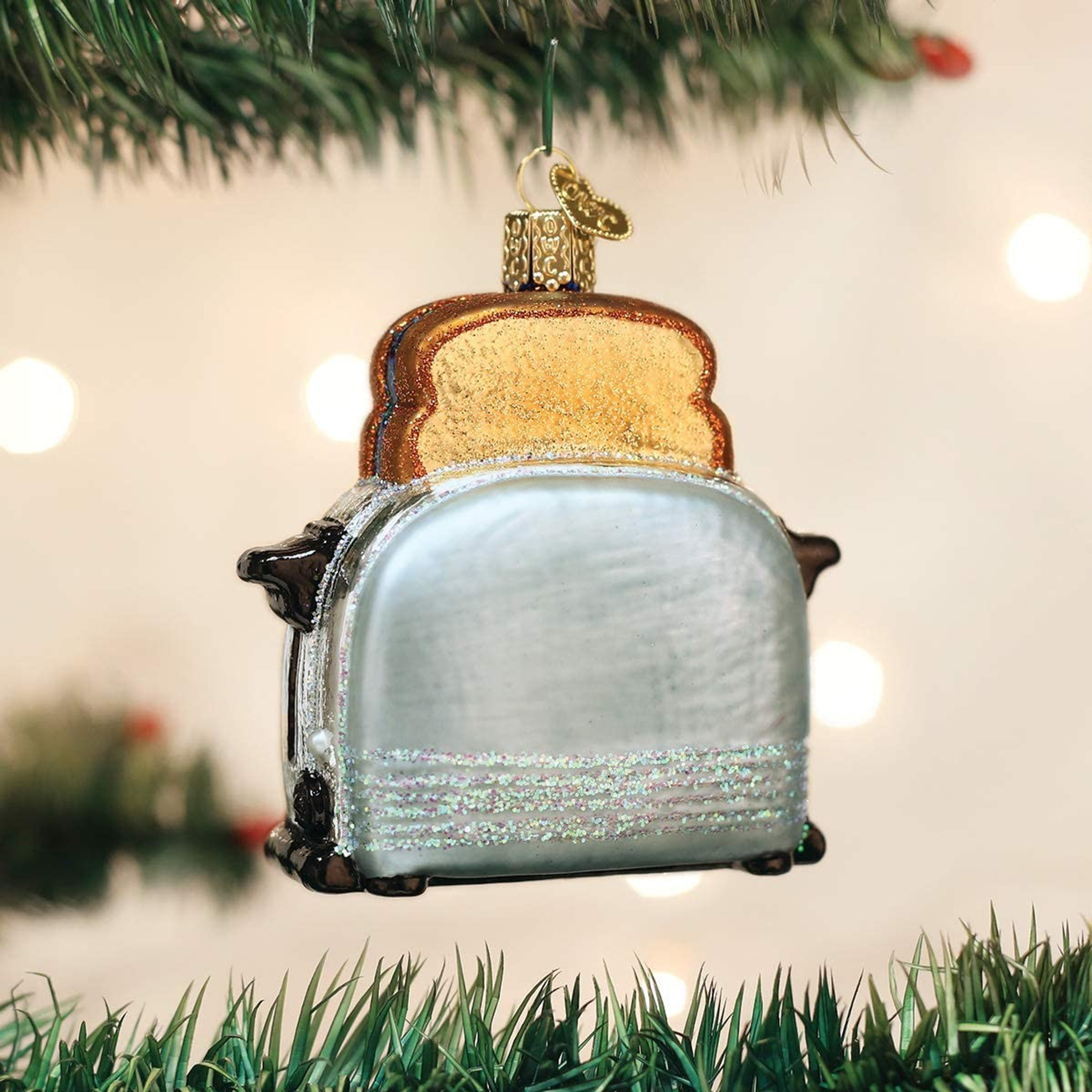 Old World Christmas Glass Blown Ornament, Retro Toaster (With OWC Gift Box)