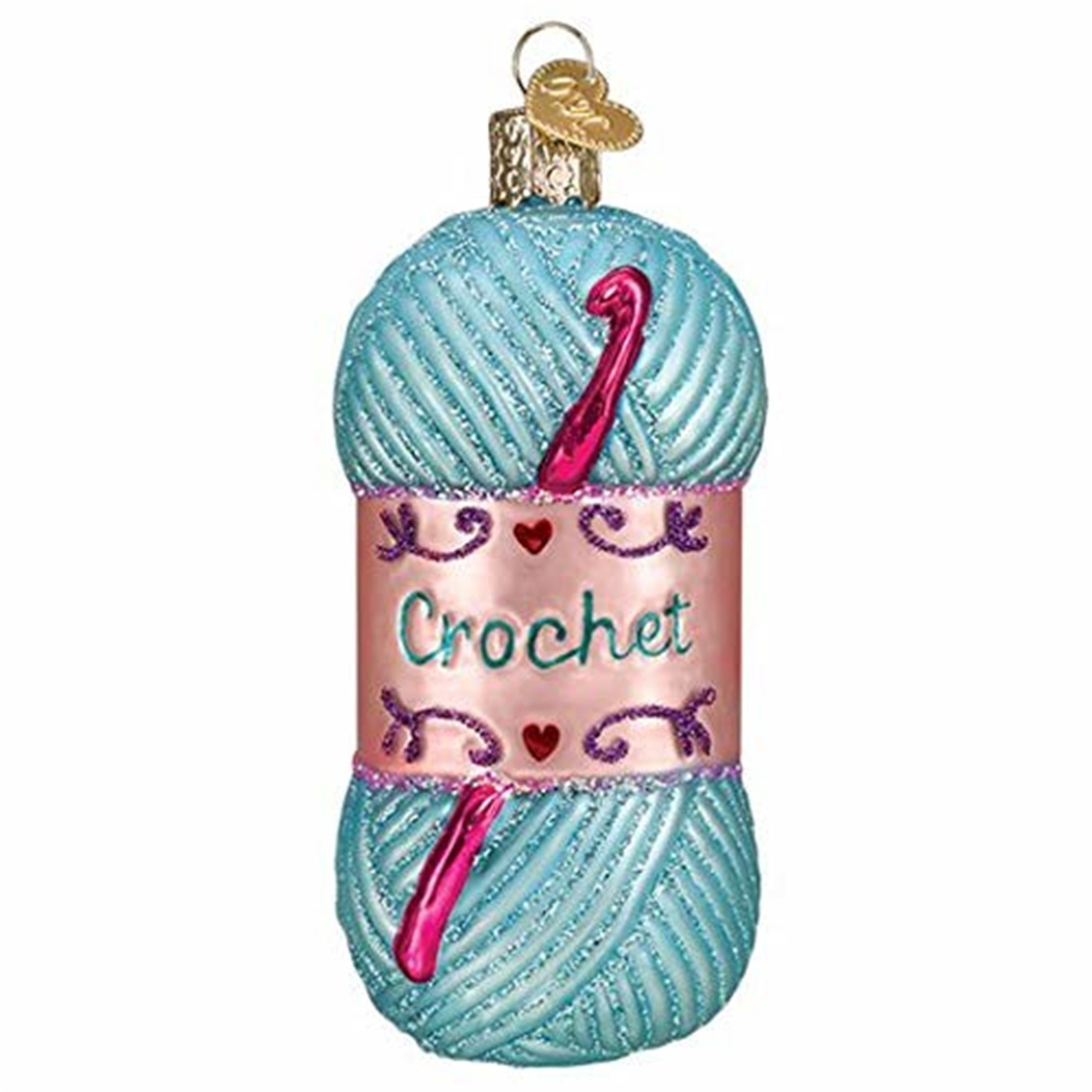Old World Christmas Glass Blown Christmas Ornament, Crochet (With OWC Gift Box)