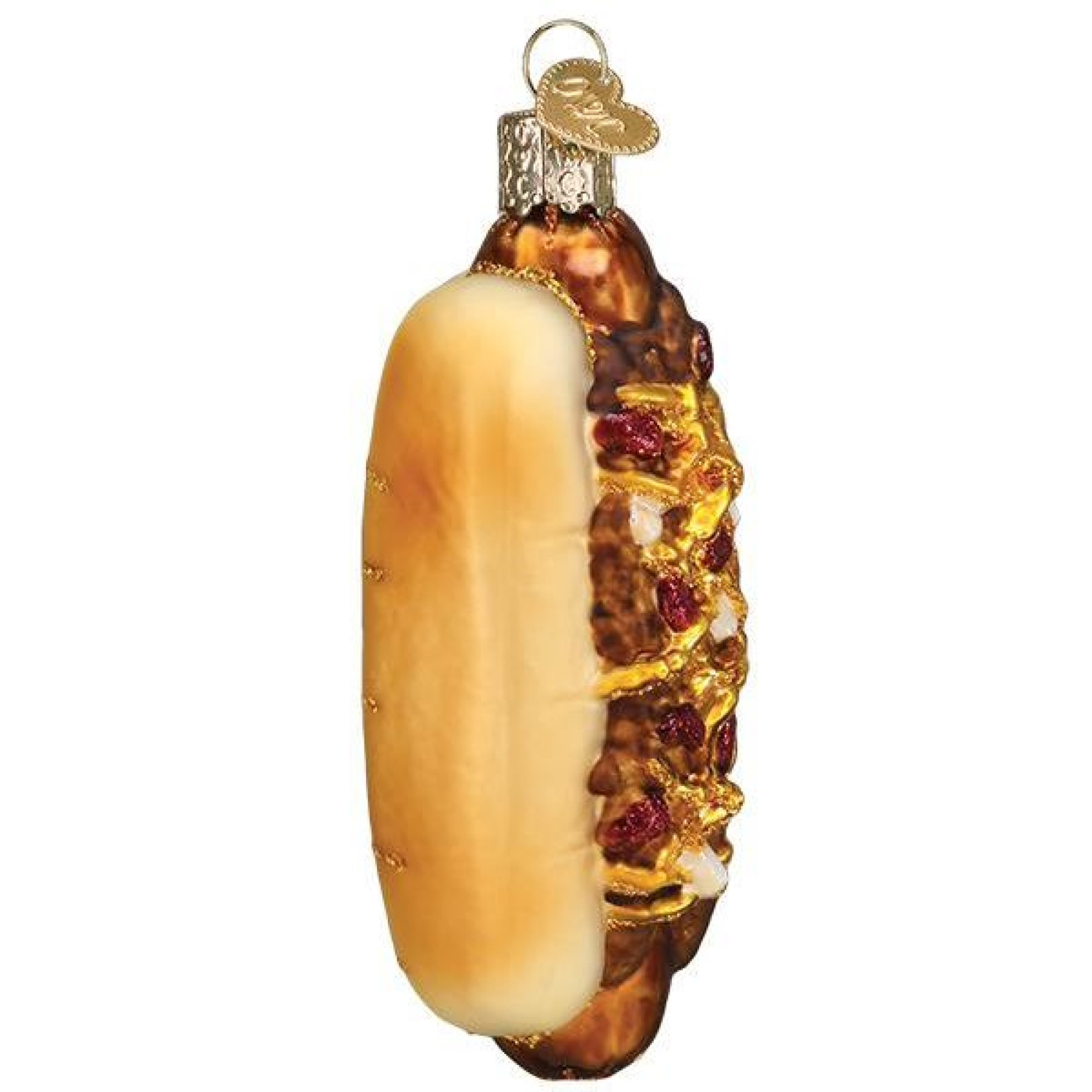Old World Christmas Blown Glass Ornament for Christmas Tree, Chili Cheese Dog