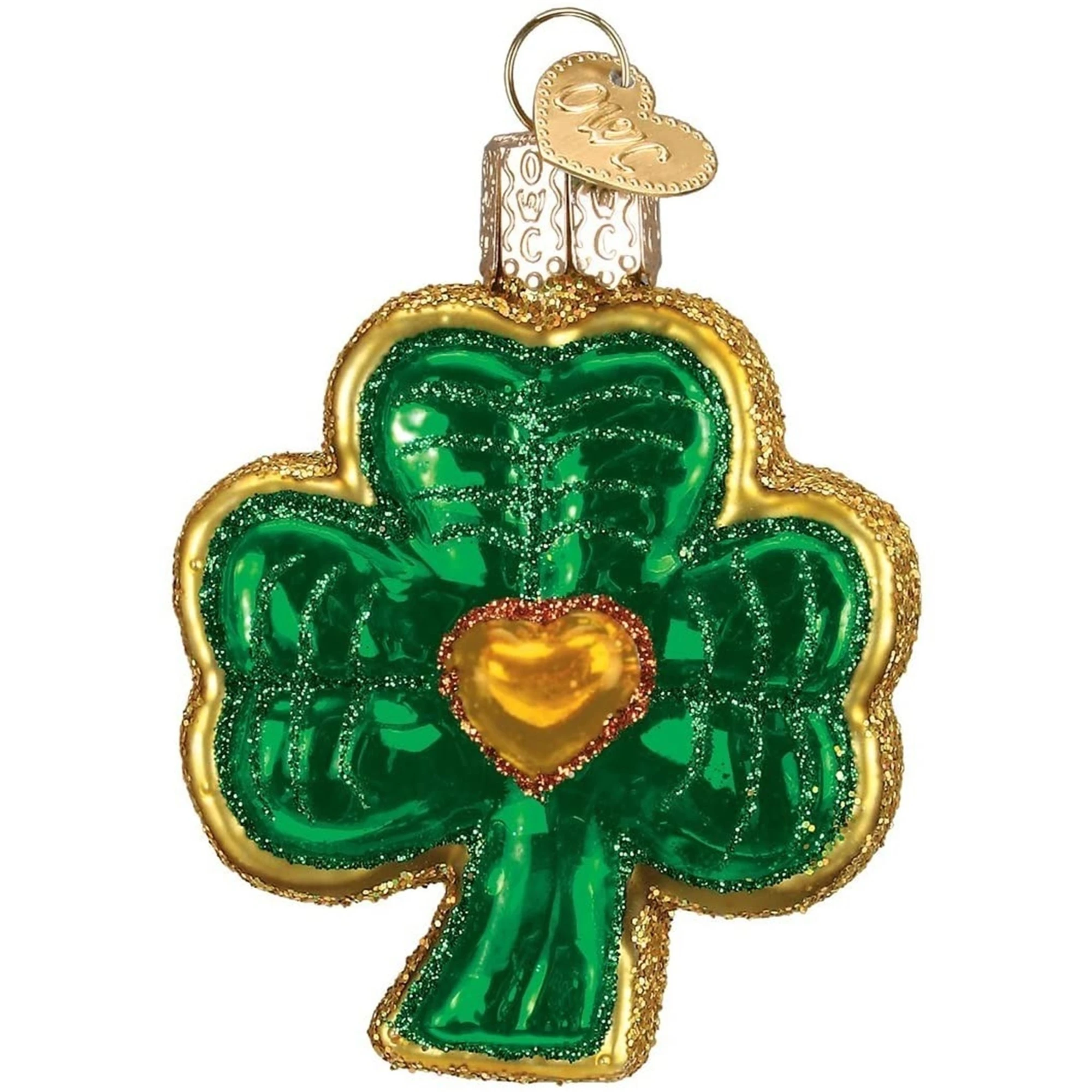 Old World Christmas Glass Blown Ornament for Christmas Tree, Shamrock