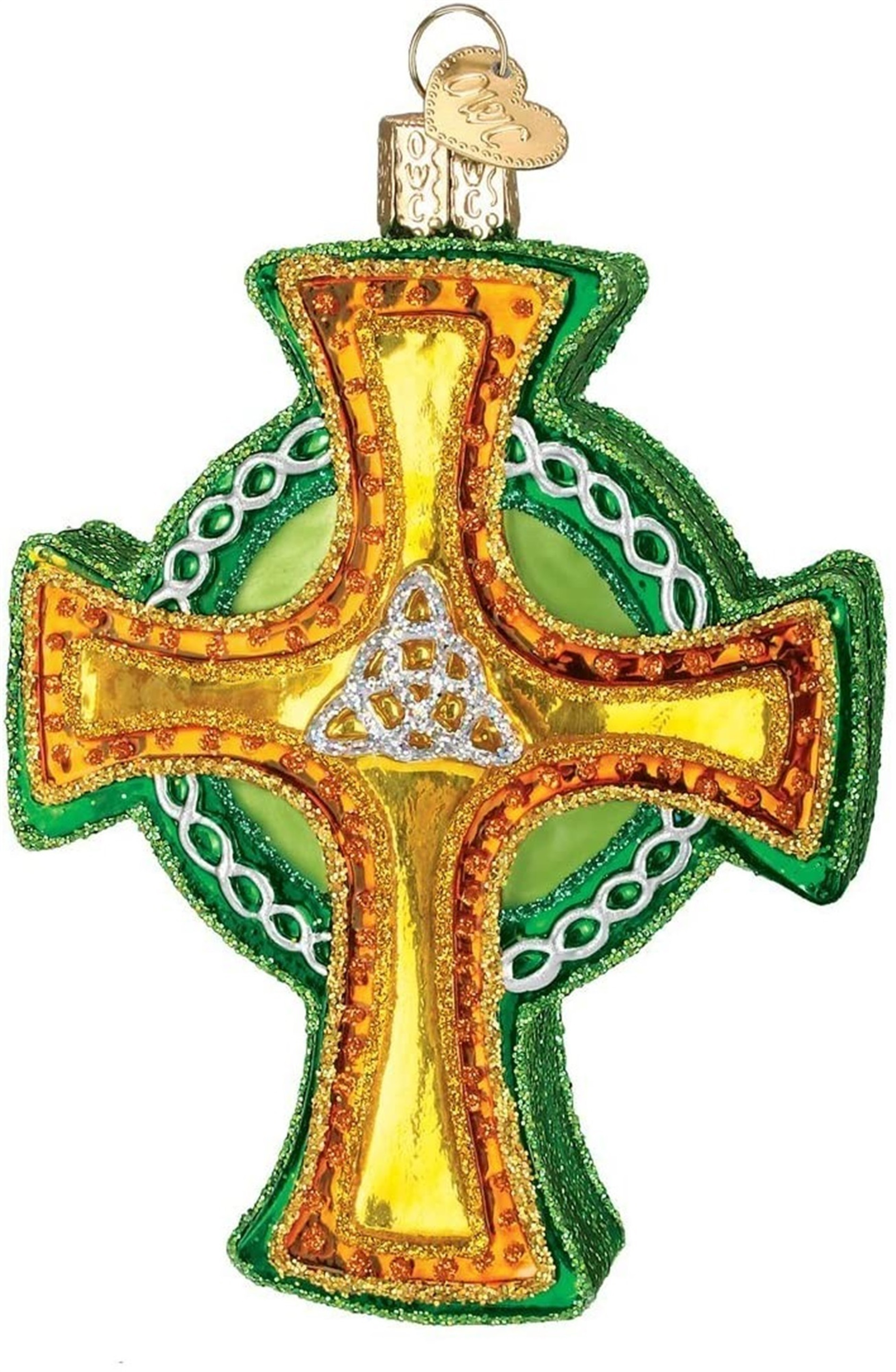 Old World Christmas Blown Glass Ornament for Christmas Tree, Trinity Cross