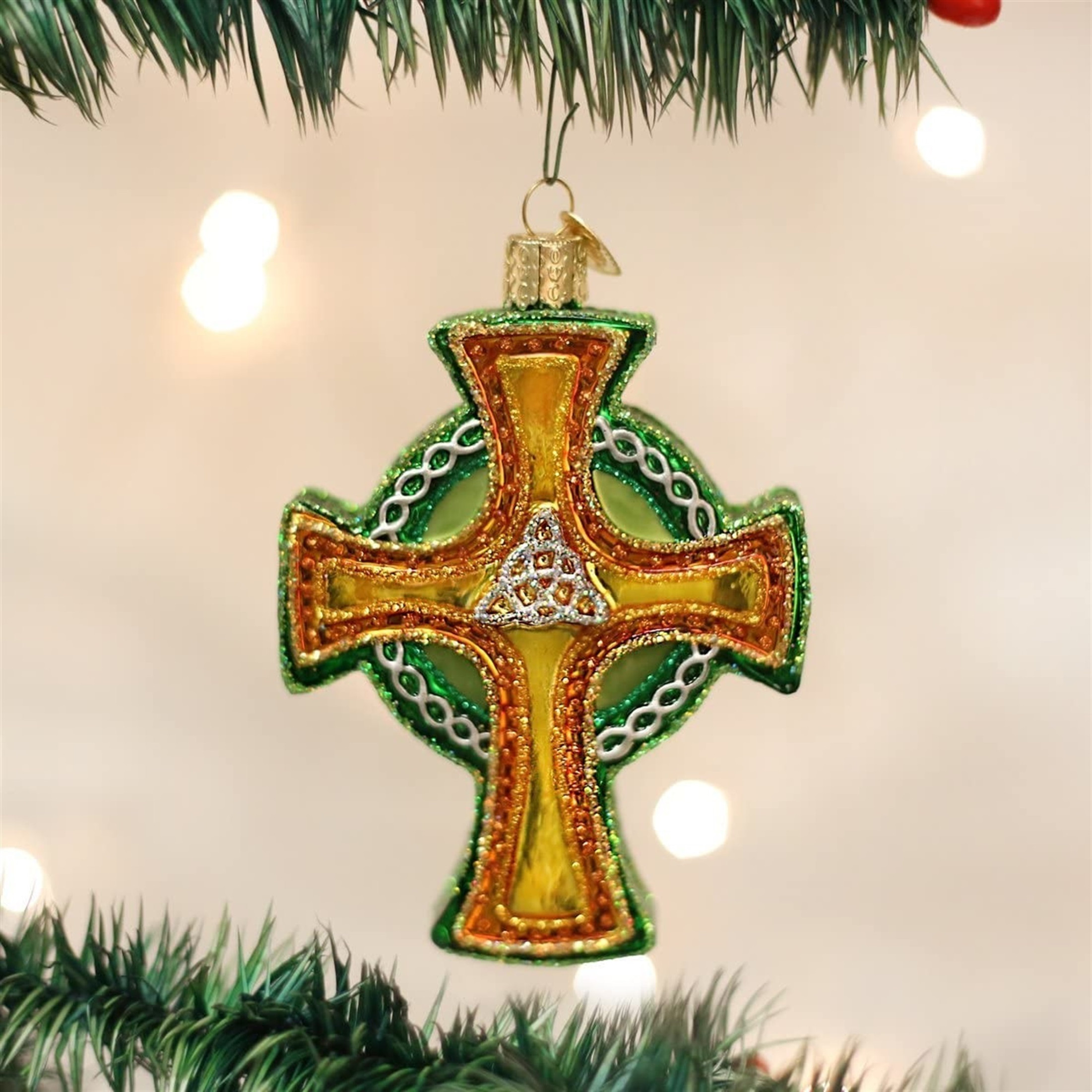 Old World Christmas Blown Glass Ornament for Christmas Tree, Trinity Cross