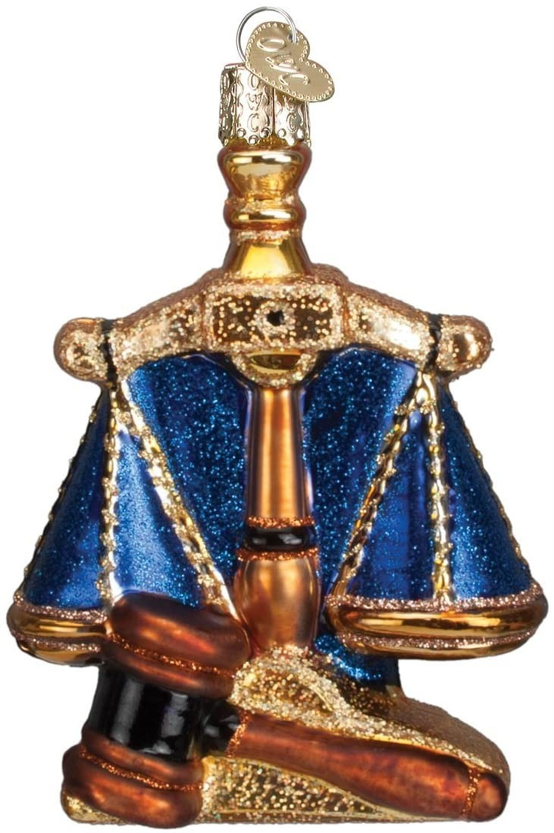 Old World Christmas Glass Blown Ornament, Scales of Justice (With OWC Gift Box)