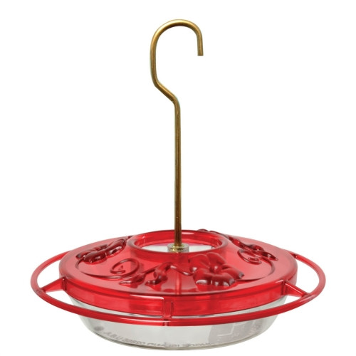 Aspects Little Fancy Red Hummingbird Feeder — 3 Feeding Ports & Ant Moat — 8 oz