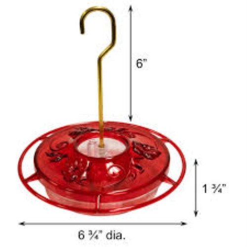 Aspects Little Fancy Red Hummingbird Feeder — 3 Feeding Ports & Ant Moat — 8 oz