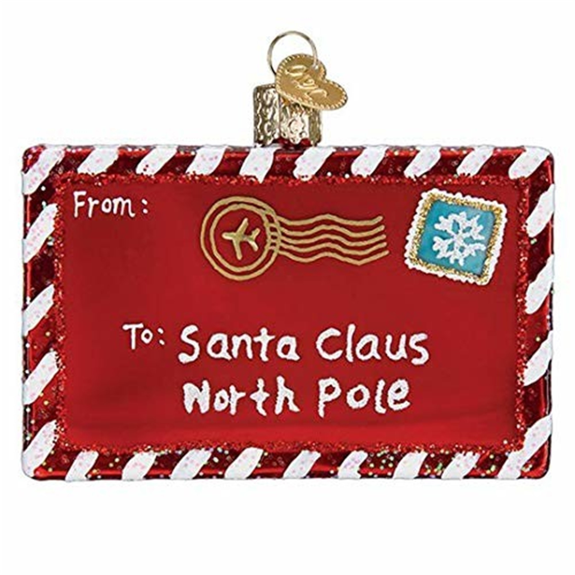 Old World Christmas Glass Blown Ornament for Christmas Tree, Letter to Santa
