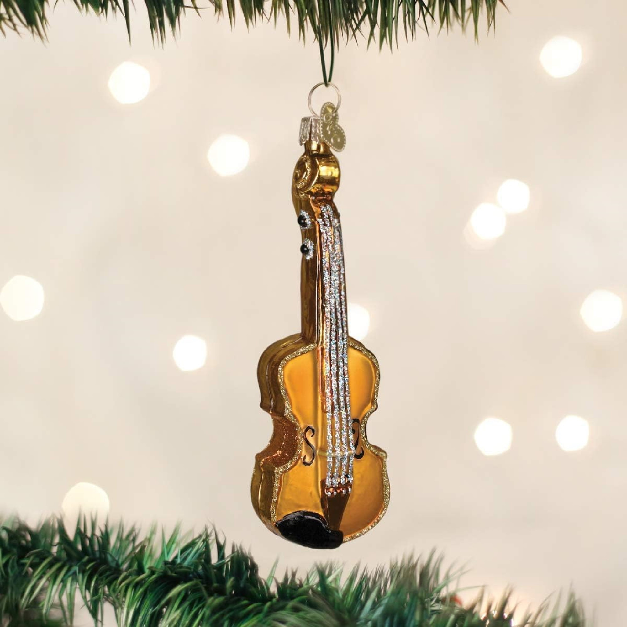 Old World Christmas Glass Blown Christmas Ornament, Violin (With OWC Gift Box)