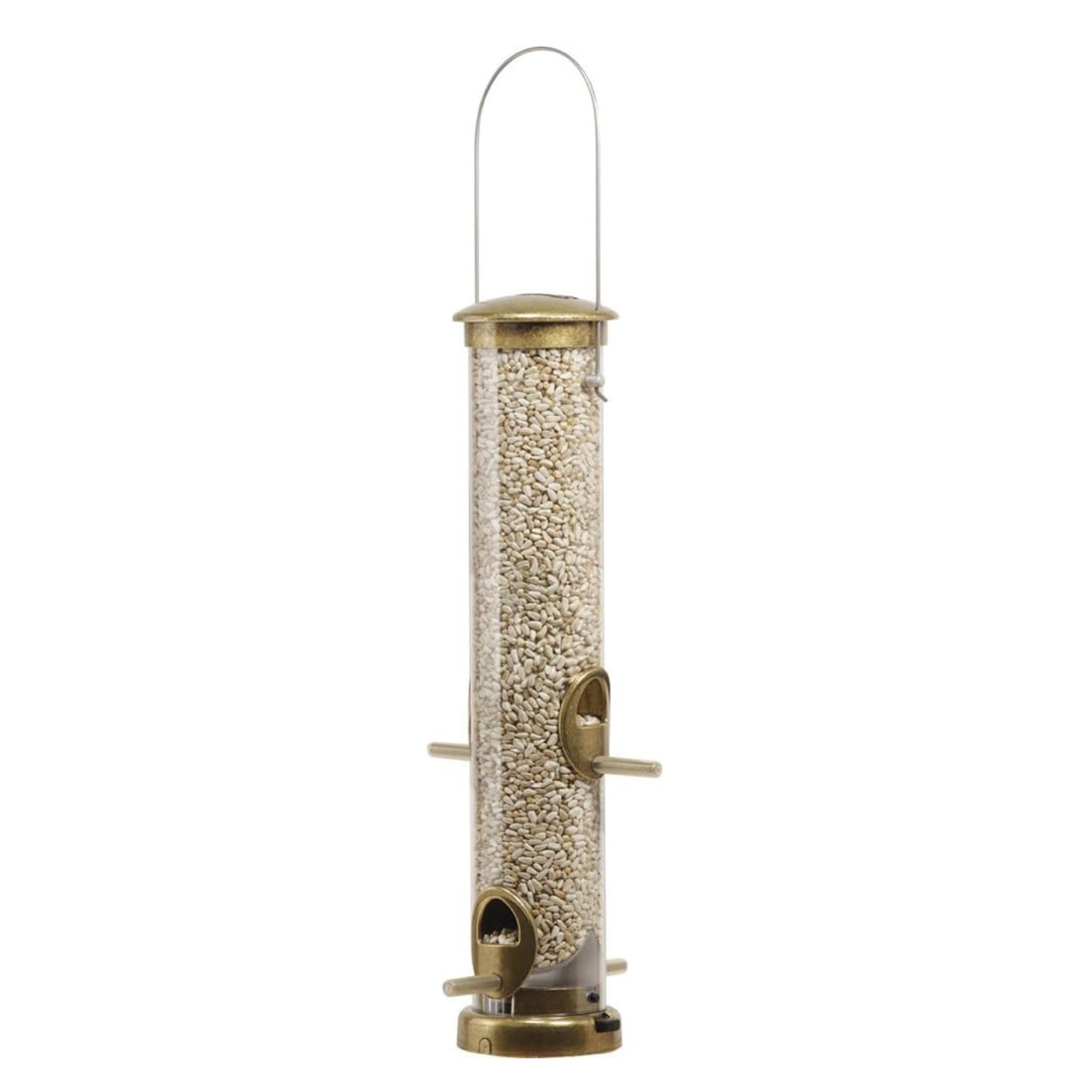 Aspects Quick-Clean Brass Tube Wild Bird Feeder with 4 Feeding Ports, 1.25qt Seed Capacity Aspects Quick-Clean Brass Tube Wild Bird Feeder with 4 Feeding Ports, 1.25qt Seed Capacity